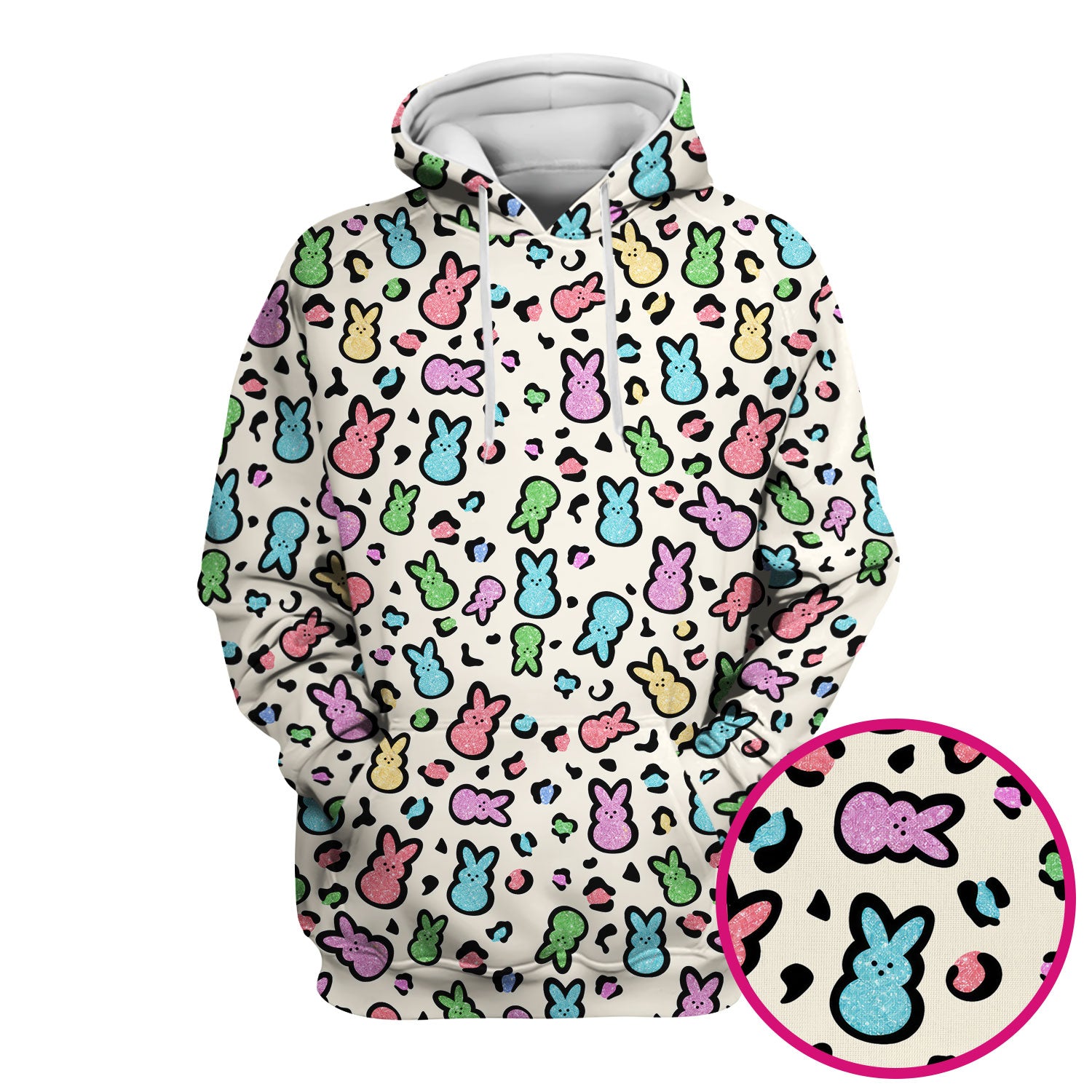 Cute Easter Bunny Pastel Pattern Scrub Top, Comfortable Scrubs for Nurses
