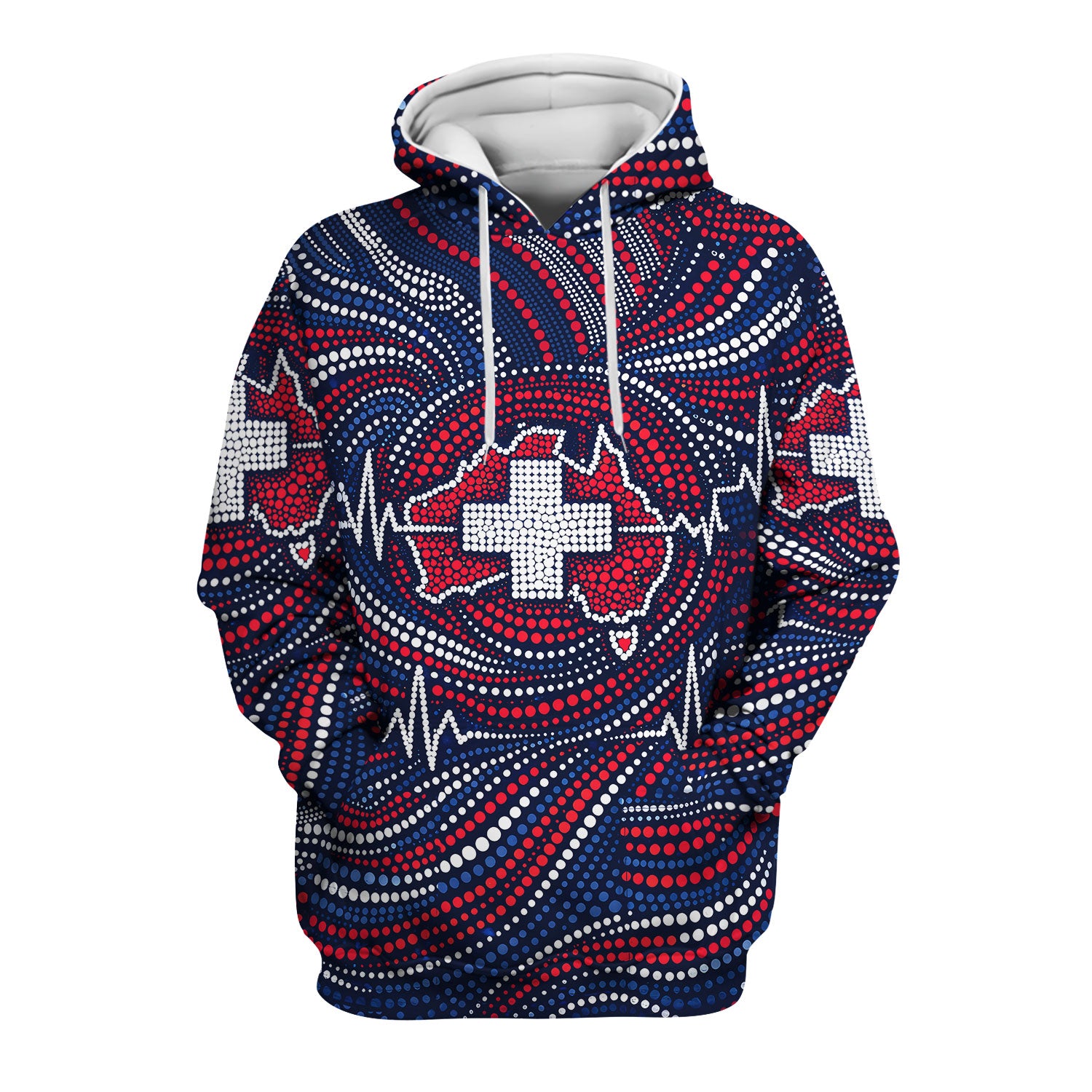 Dot Art Medical Cross Heartbeat Print Scrub Top, Comfortable Scrubs for Nurses