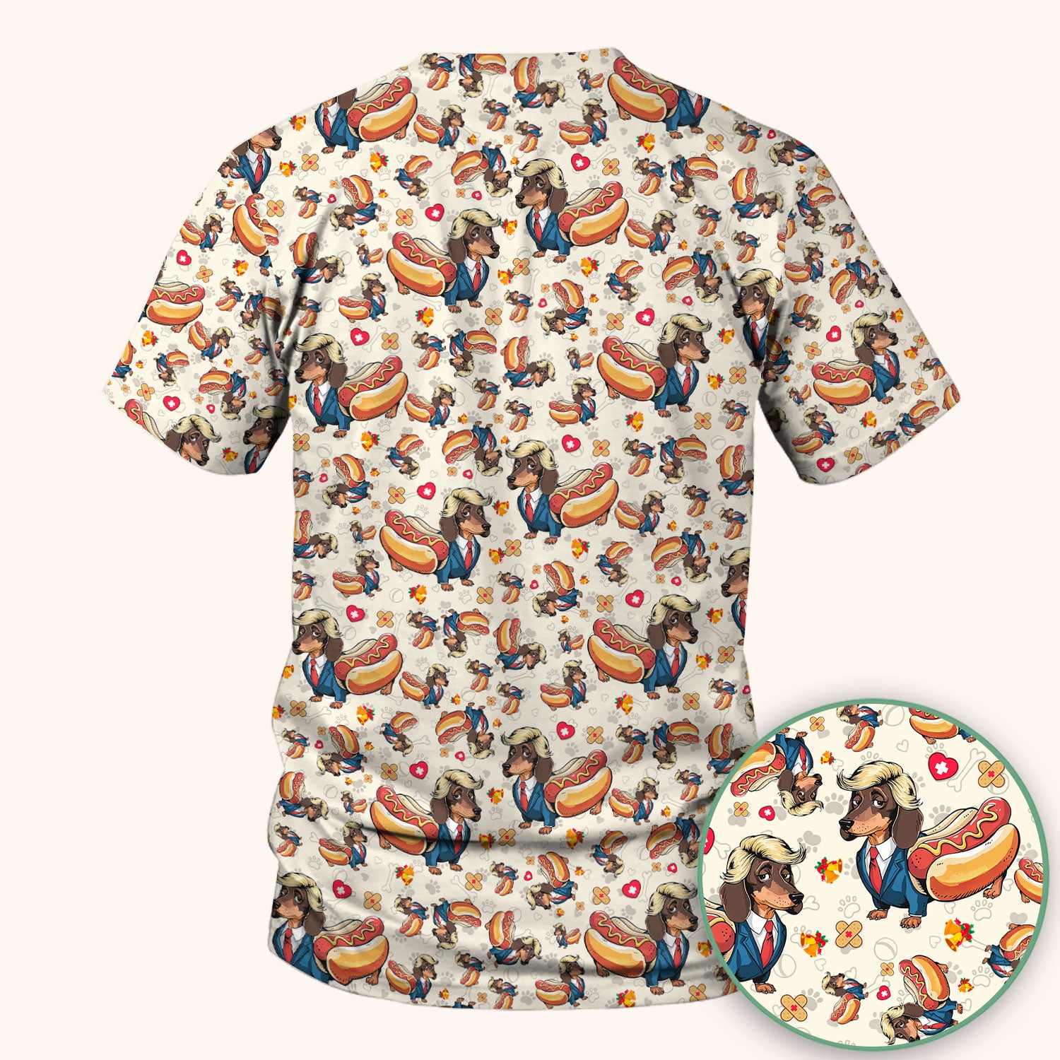 They're Eating The Dogs - Funny Dachshund Hot Dog Scrub Top - Hilarious Medical Uniform