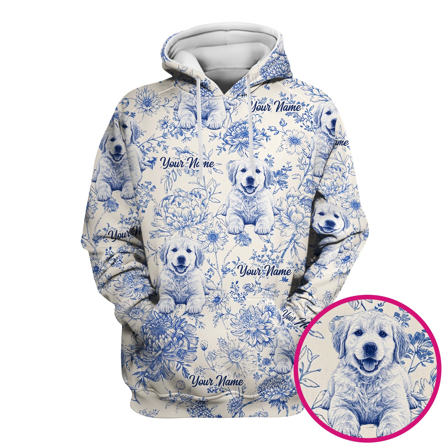Personalized Custom Pet Photo Name Floral Pattern Scrub Top, Breathable Fabrics Nursing Uniform