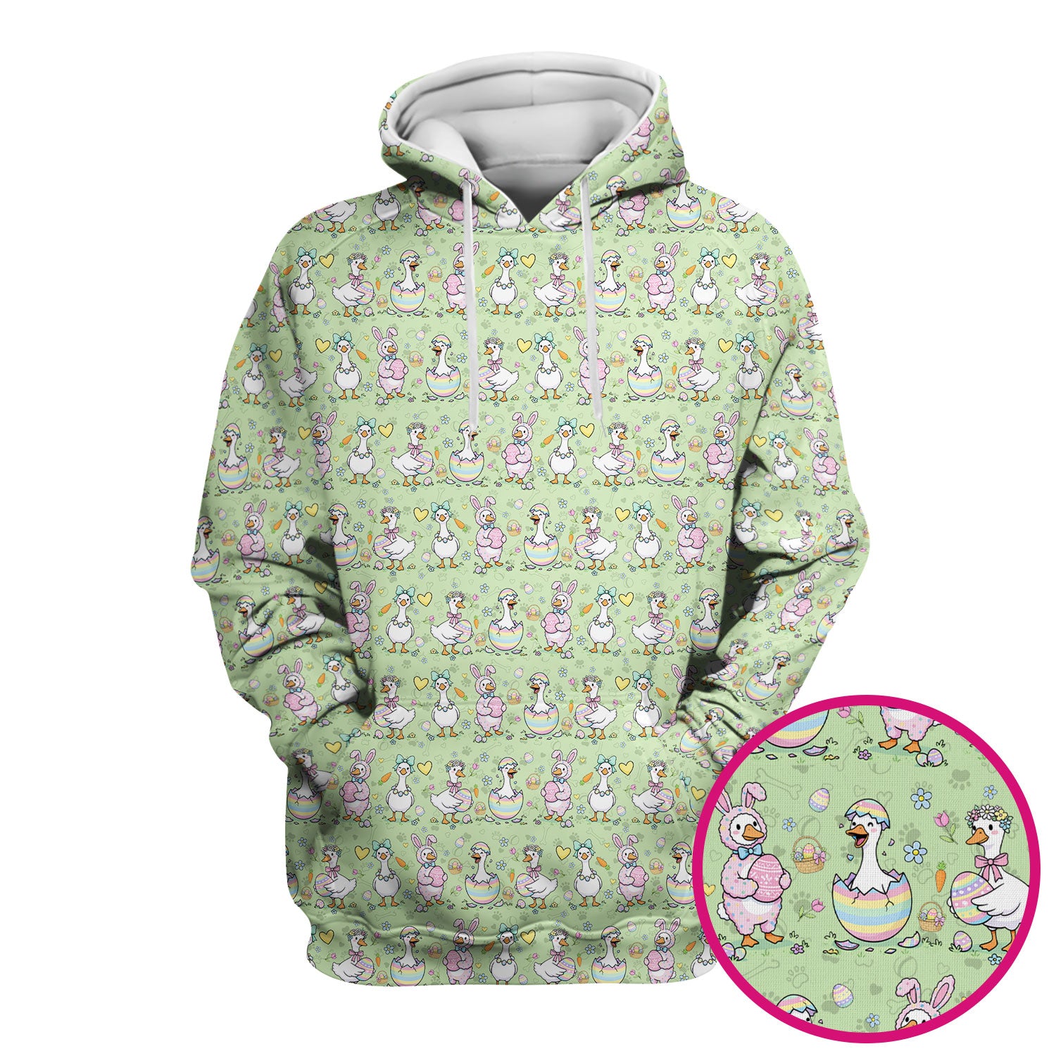 Pastel Easter Goose Bunny Egg Pattern Scrub Top, Comfortable Scrubs for Nurses