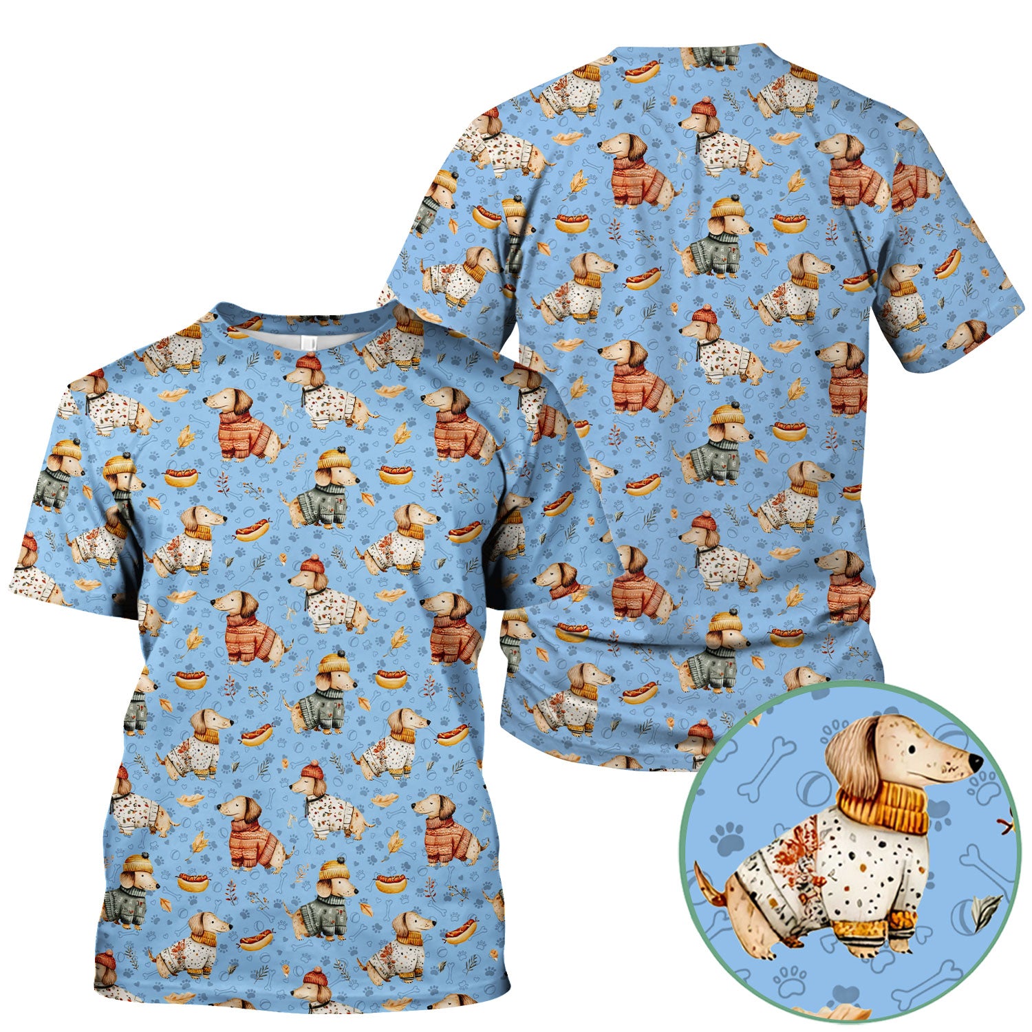 Autumn Dachshund Scrub Top - Cute Wiener Dog Nurse Shirt for Women - Cozy Fall Medical Uniform RN CNA LPN Thanksgiving Gift