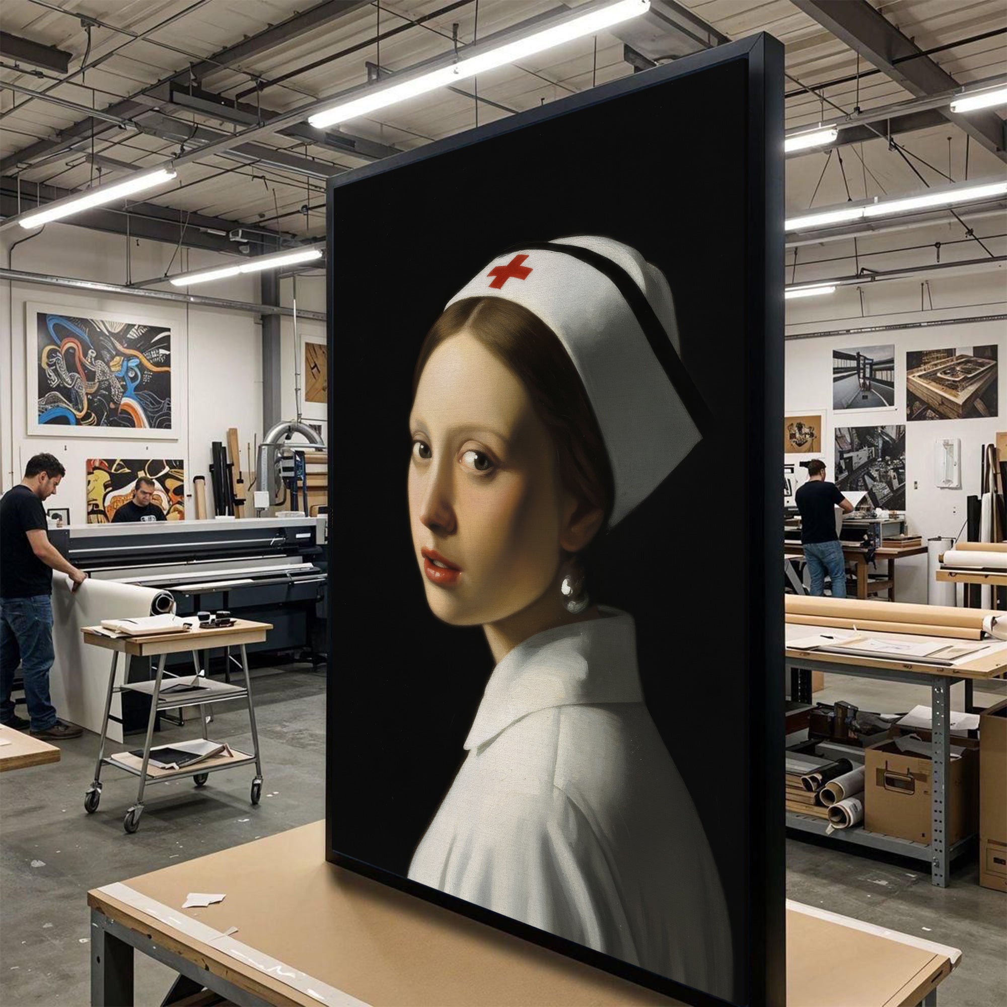 Nurse with a Pearl Earring Parody Canvas, Nurse with a Pearl Earring Parody Canvas, RN LPN CNA Gift