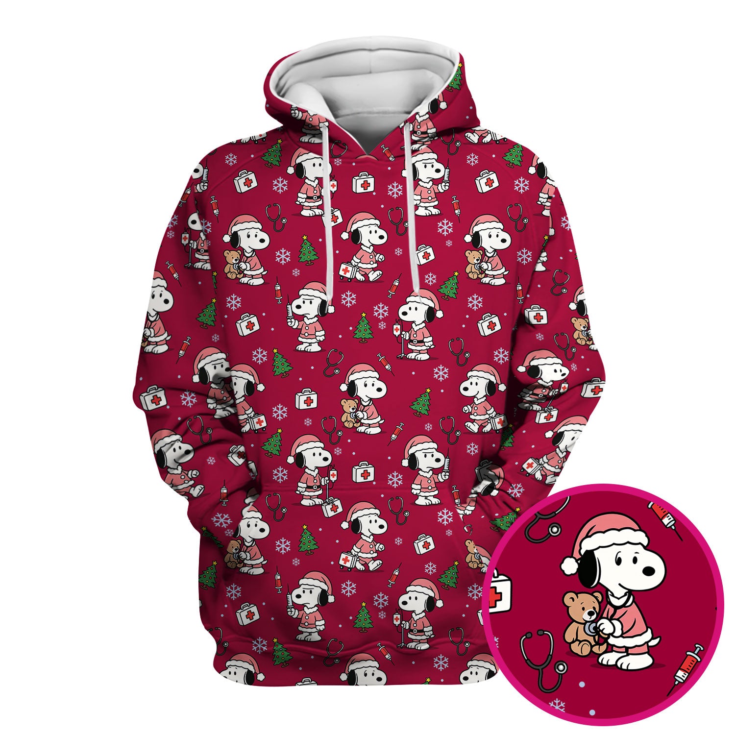 Snoopy Holiday Scrubs Top Multi Colors - Funny Xmas Nurse Shirt Women - Cute Christmas Scrub Top Gift for Healthcare Workers