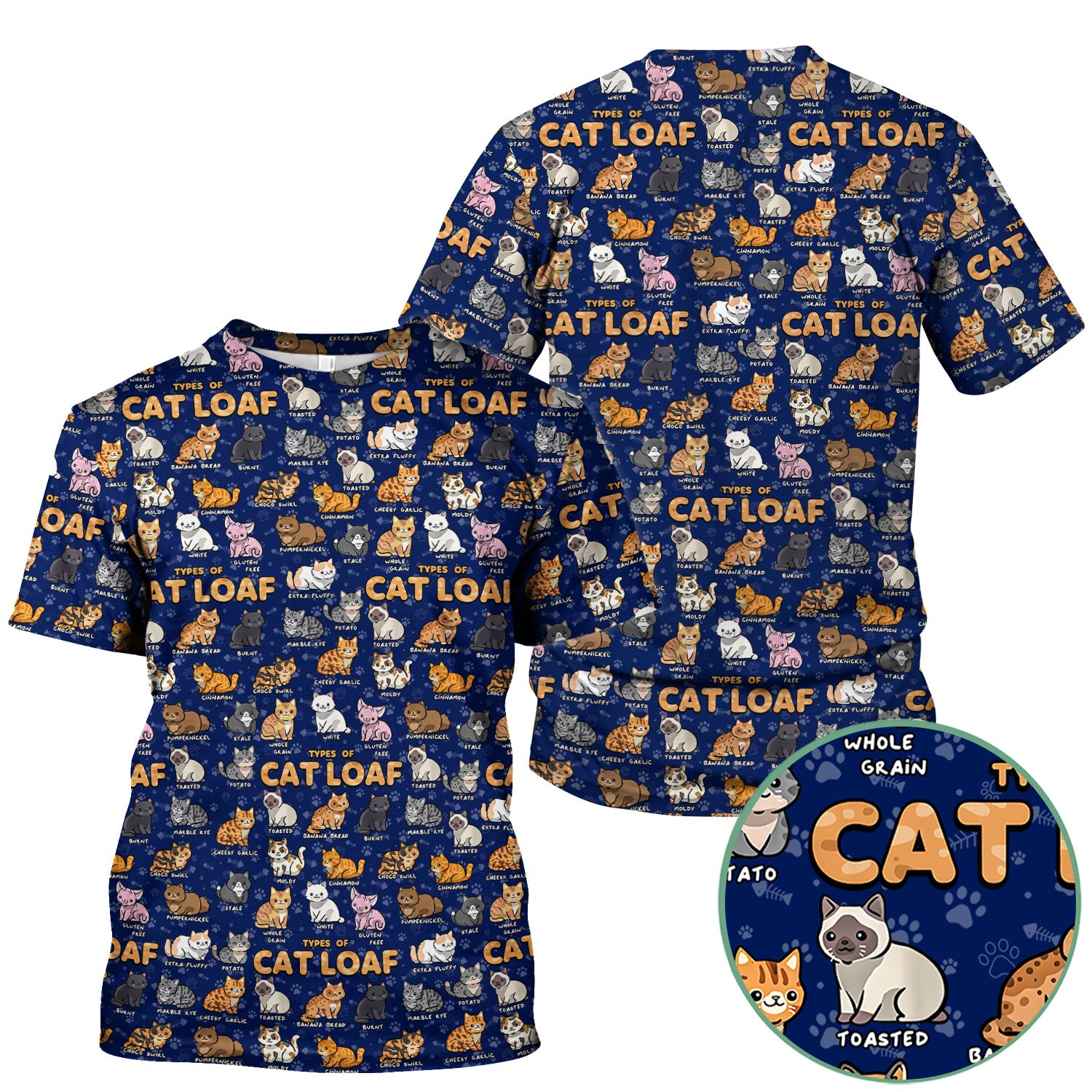 Funny Cat Loaf Nurse Scrub Top - Cute Cat Lover Medical Shirt for Women - Types of Cat Loaf RN LPN CNA Uniform Gift