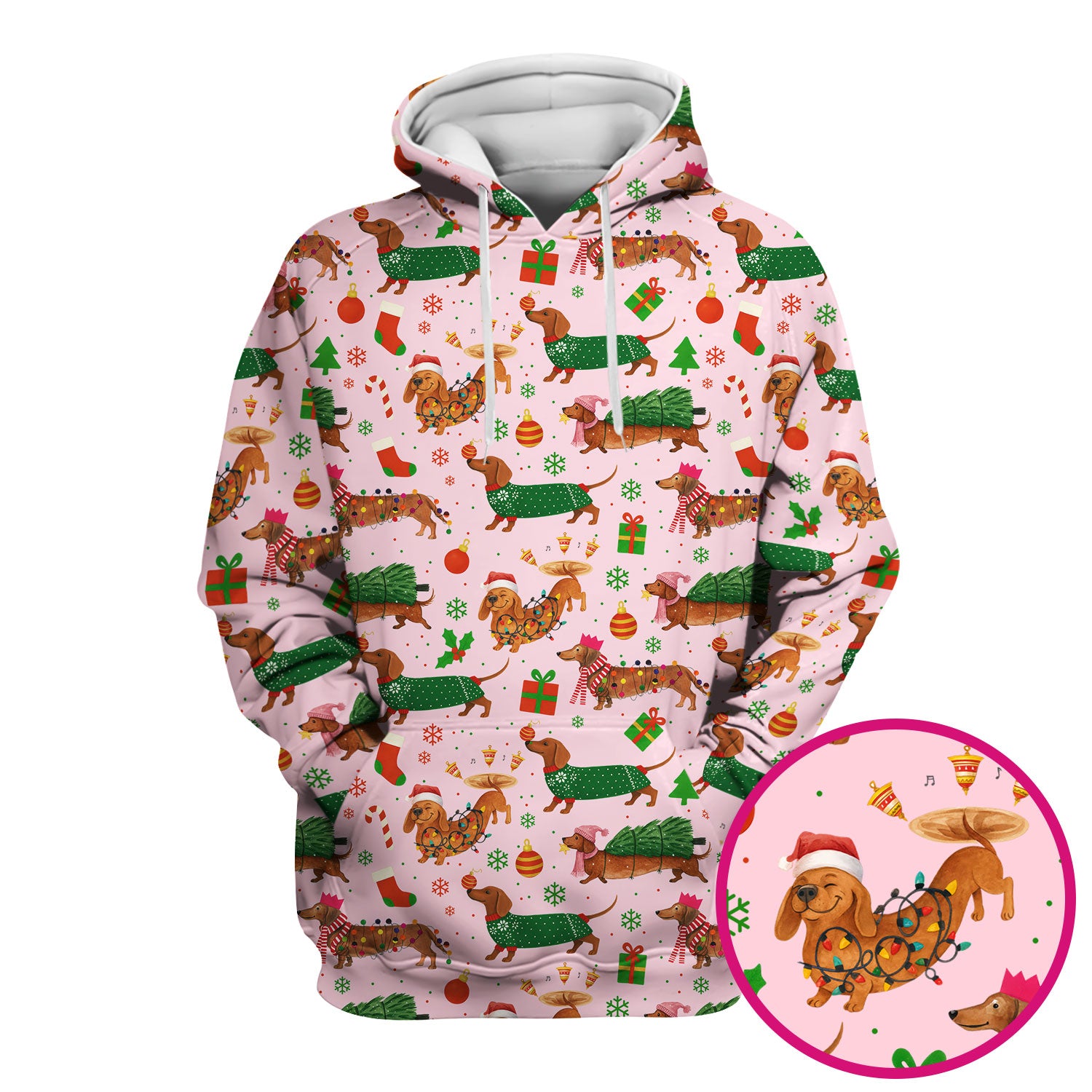 Funny Christmas Dog Scrub Top - Dachshund Multi Color Scrub Shirt - Holiday Scrubs Gift for Nurse, CNA, RN, Doctor, Medical Staff