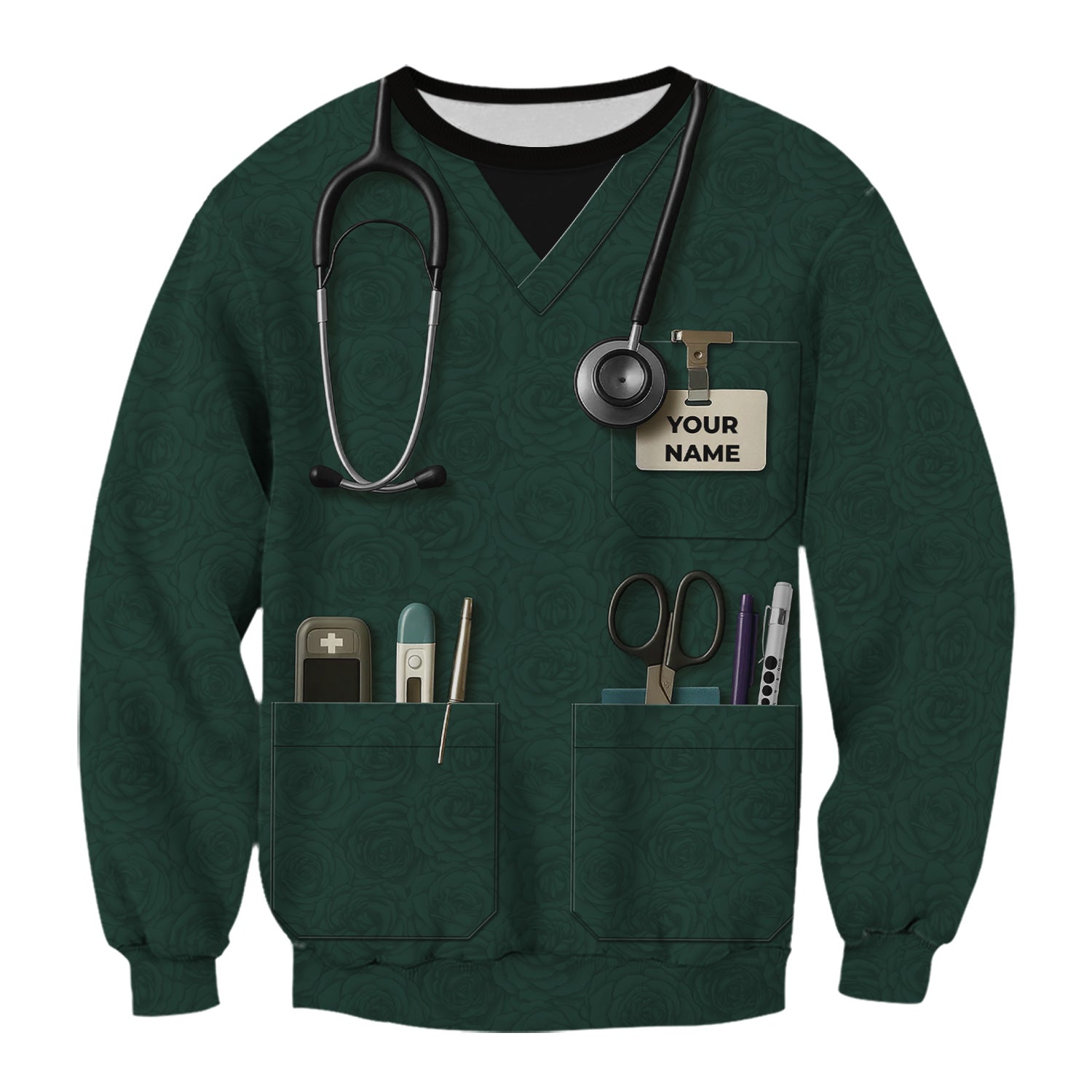 Personalized Nurse Utility Shirt with Tools - Custom Green Scrubs Gift for RN, CNA, LPN, Nursing Student - Funny Medical Uniform T-Shirt for Women and Men
