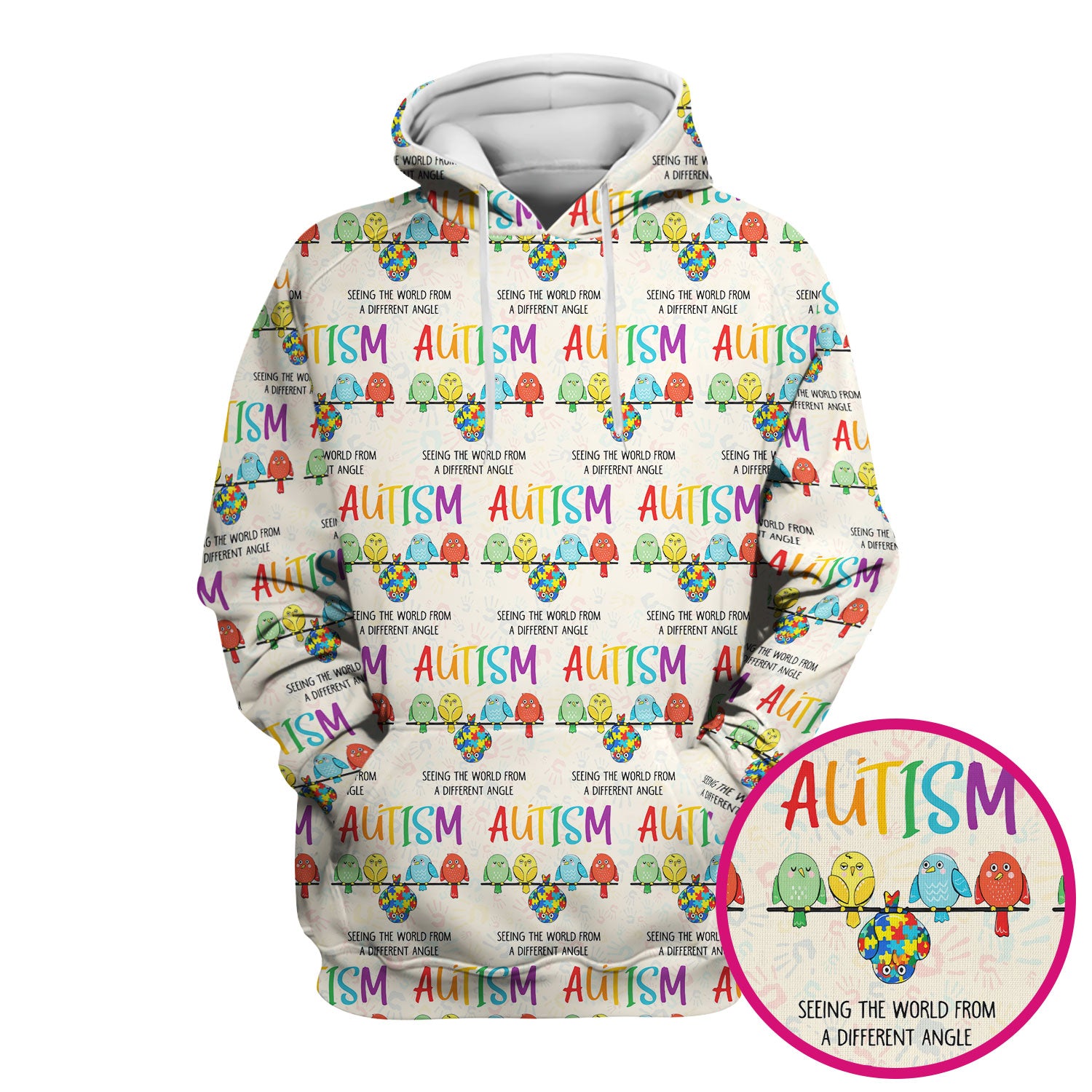 Autism Seeing The World From A Different Angle Birds Scrub Top ,Comfortable Scrubs for Nurses