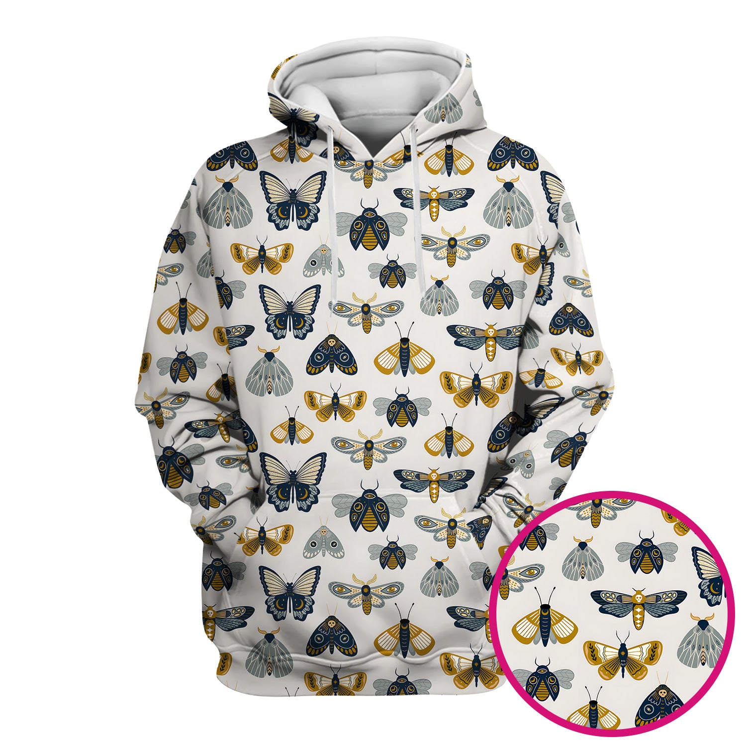 Cute Butterfly Moth Insect Pattern Scrub Top, Comfortable Scrubs for Nurses