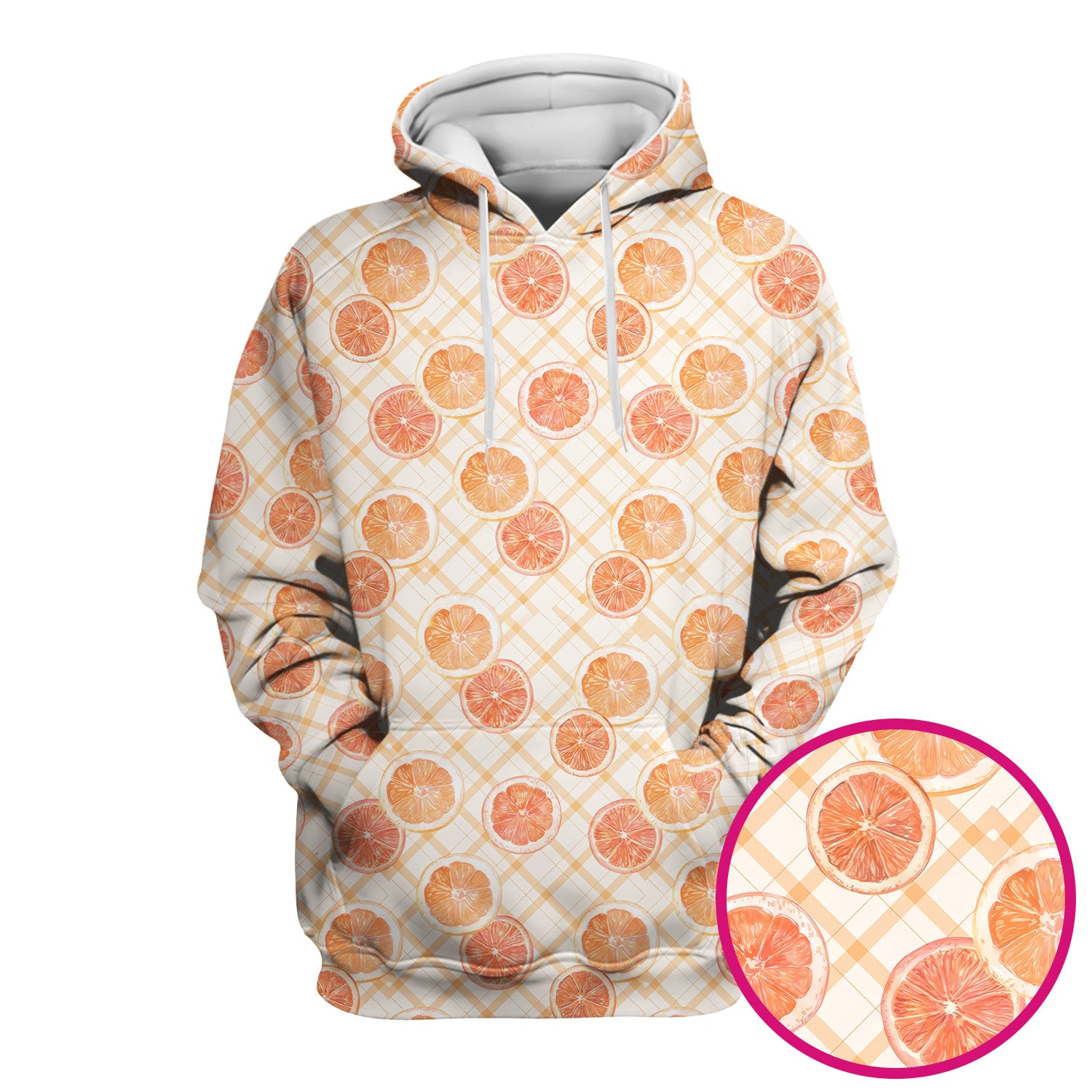 Fresh Grapefruit Slice Summer Fruit Pattern Scrubs Top, Comfortable Scrubs for Nurses