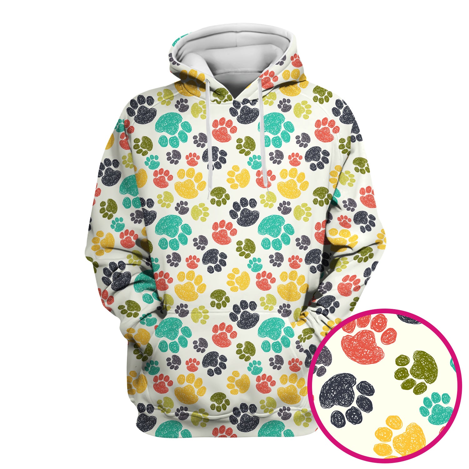 Colorful Paw Print Animal Pattern Scrub Top, Comfortable Scrubs for Nurses