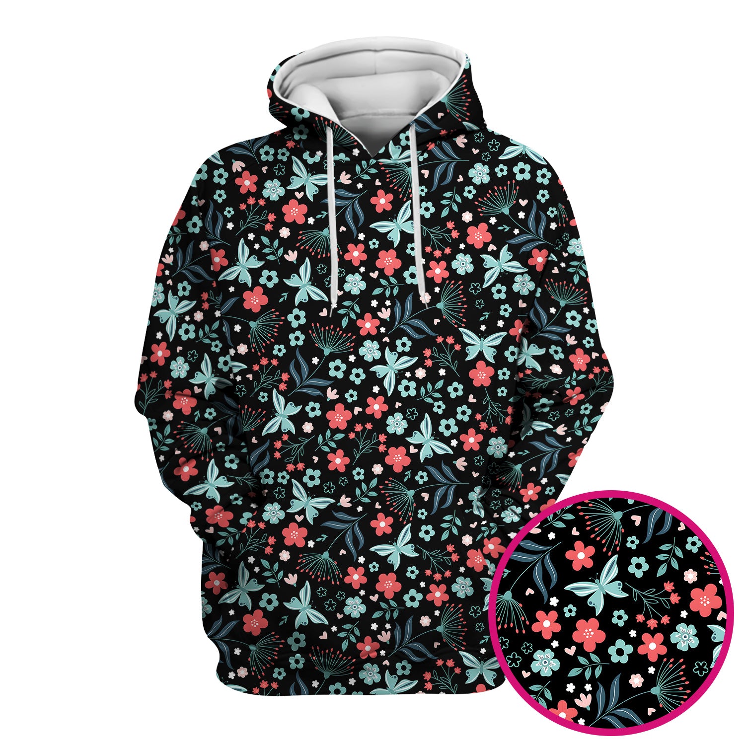 Cute Floral Butterfly Garden Print Scrub Top, Comfortable Scrubs for Nurses