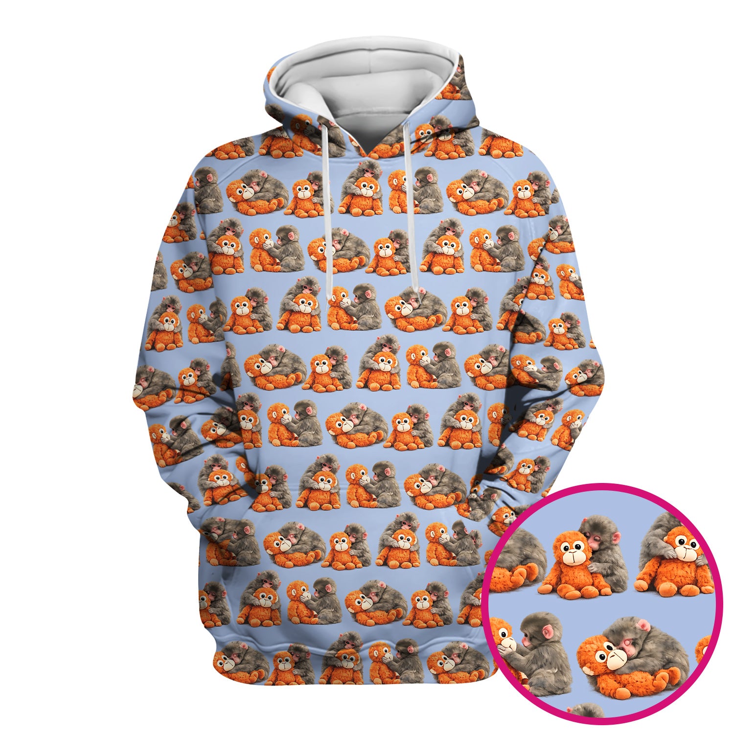 Cute Baby Monkey Plush Toy Animal Pattern Scrub Top, Breathable Medical Uniform Top