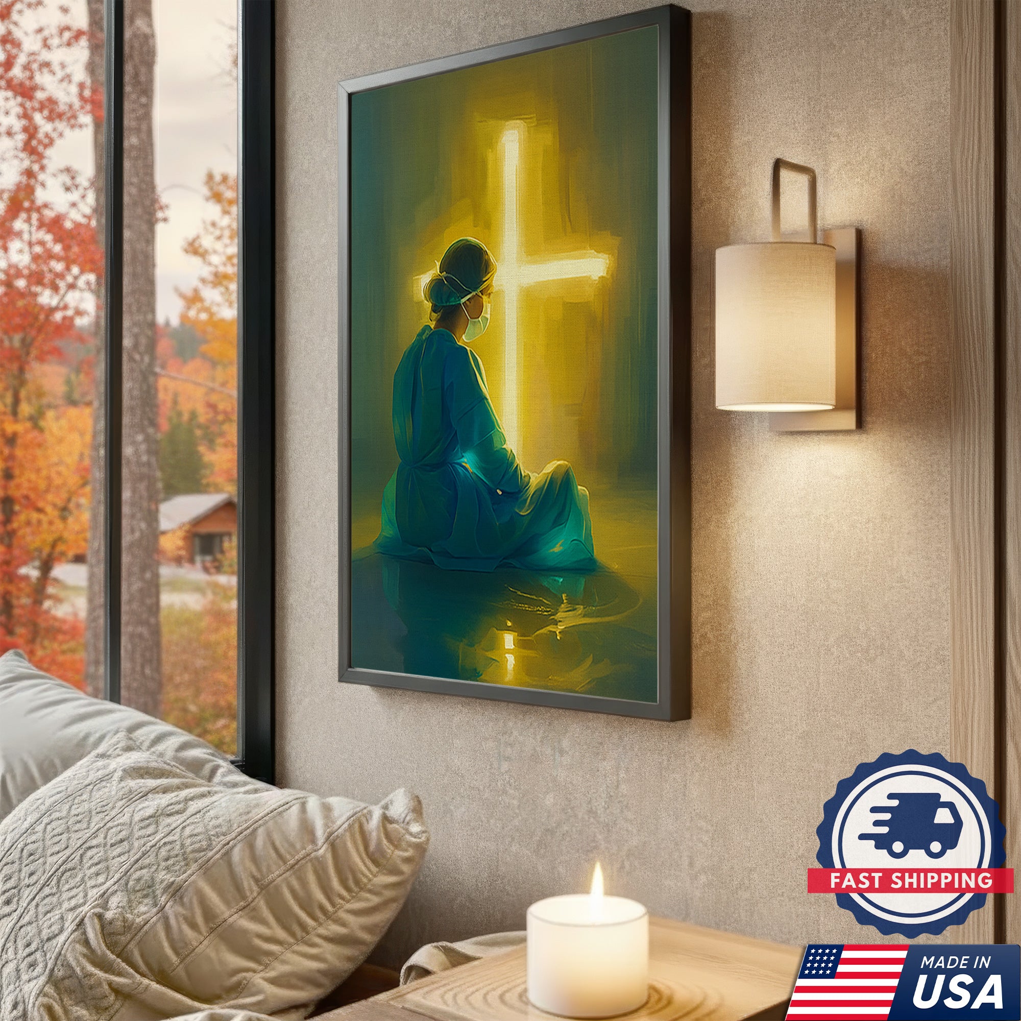 Nurse Christian Canvas Art, Religious Nurse Gift, Spiritual Gift for RN LPN CNA Healthcare Workers