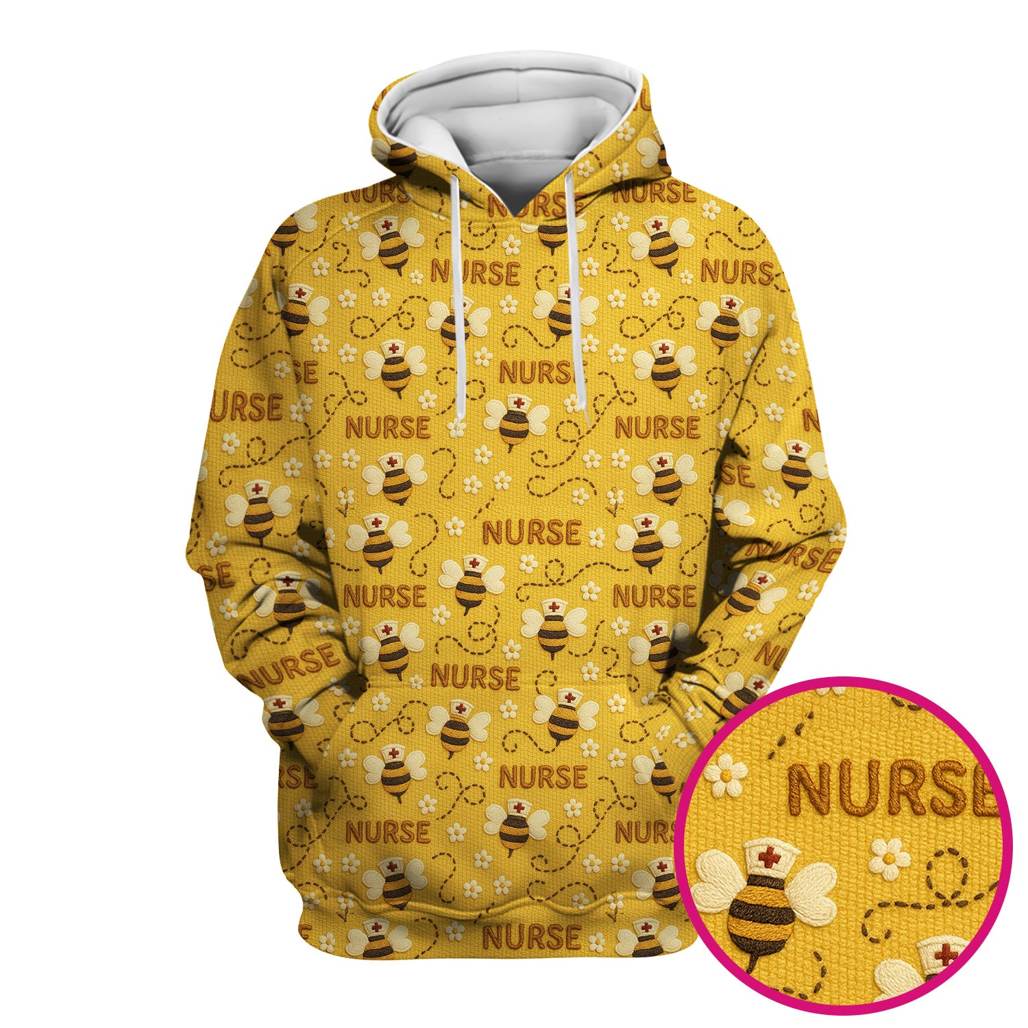 Honey Bee Nurse Scrub Top – Cute Bumblebee Medical Pattern – Cheerful Uniform for Nurses, Vets and Healthcare Workers