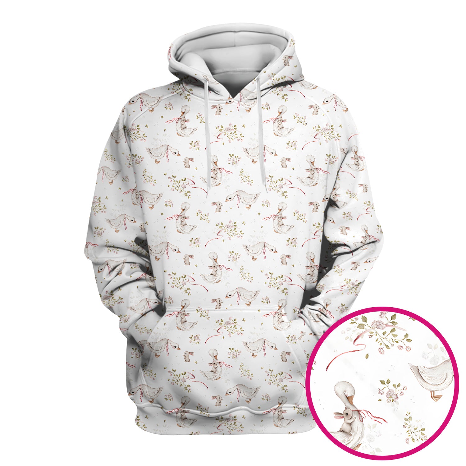 Cute Duck Bunny Floral Print Scrub Top, Breathable Fabrics Nursing Uniform, Easter