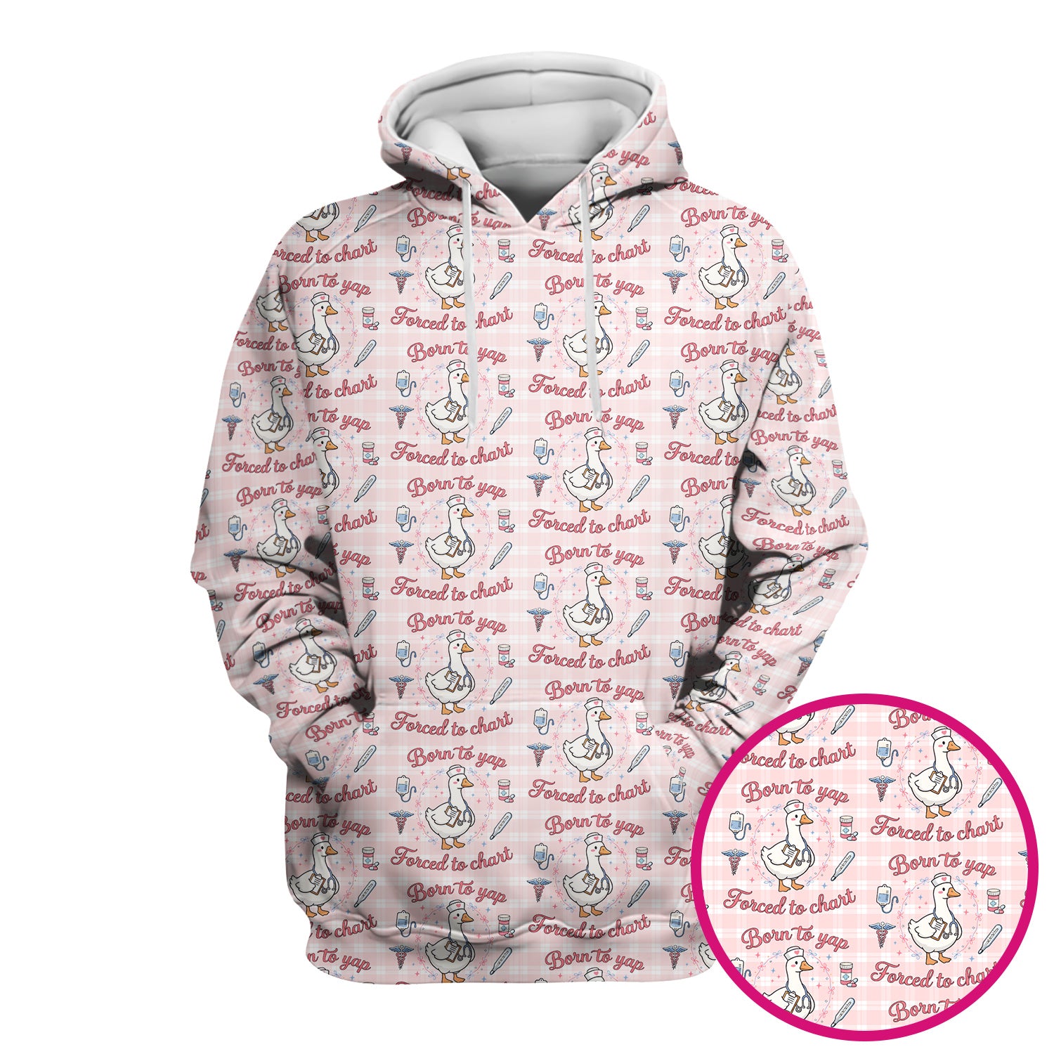 Funny Nurse Goose, Born To Yap Forced To Chart Pattern Scrub Top, Comfortable Scrubs for Nurses