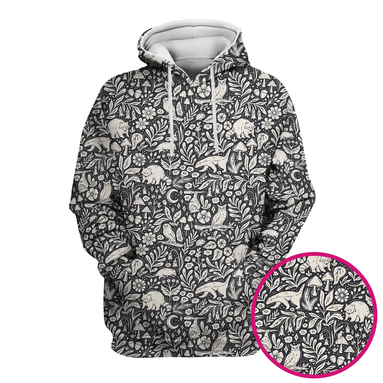 Woodland Animal Forest Pattern Scrub Top, Comfortable Scrubs for Nurses