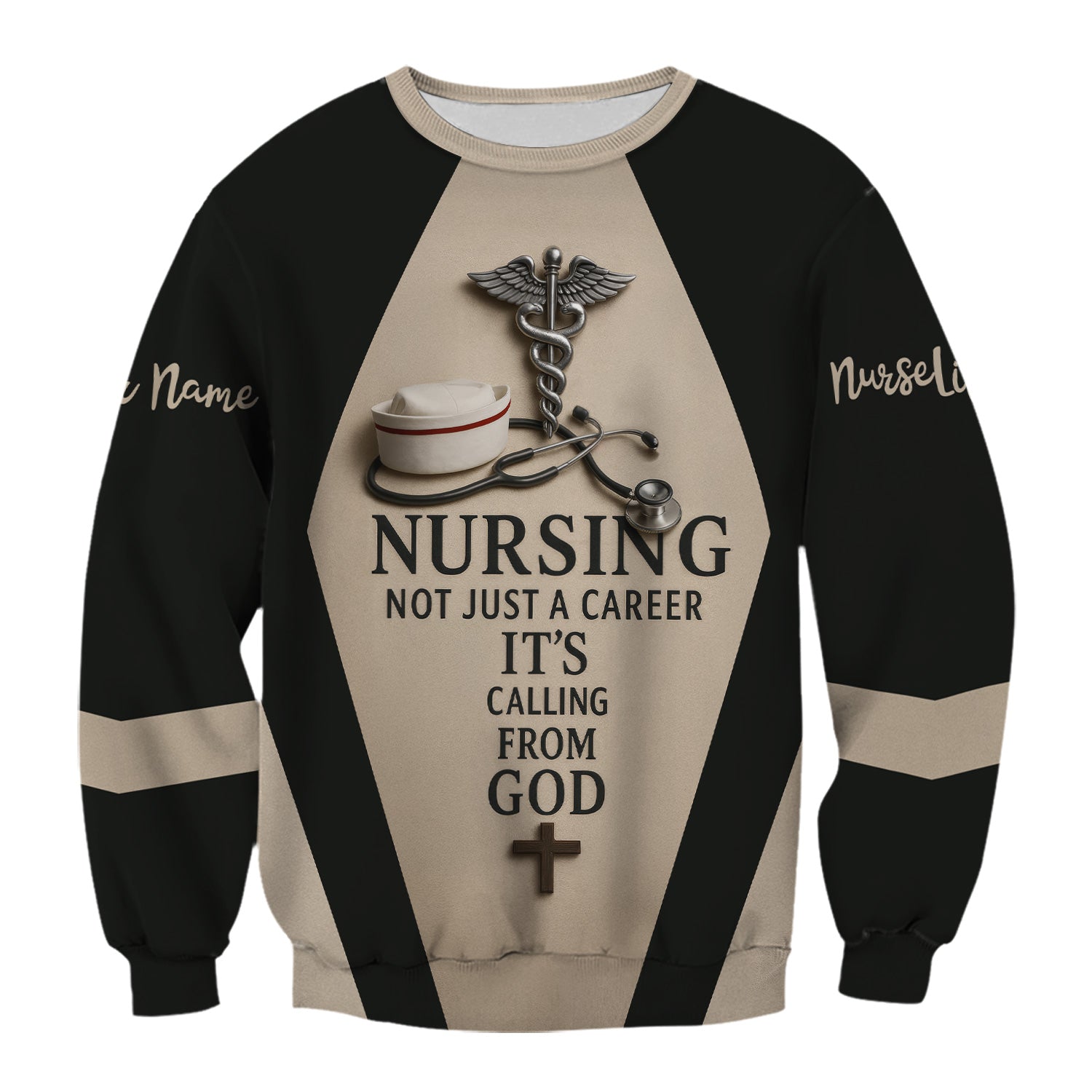 Personalized Nurse Scrubs - Stethoscope & Cross Design - Nursing Is A Calling Shirt for RN CNA LPN Healthcare Workers