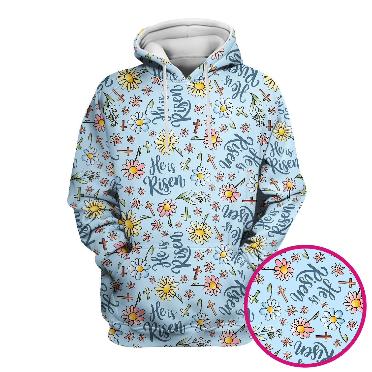 He Is Risen Cross Flower Pattern Scrub Top, Comfortable Scrubs For Nurses