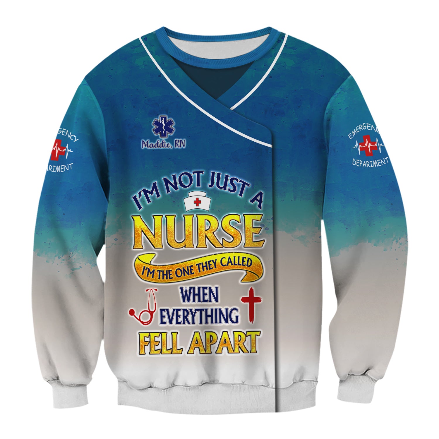 Custom ER Nurse Scrub Top - I'm Not Just A Nurse Quote - Gift for Women RN LPN Healthcare Workers