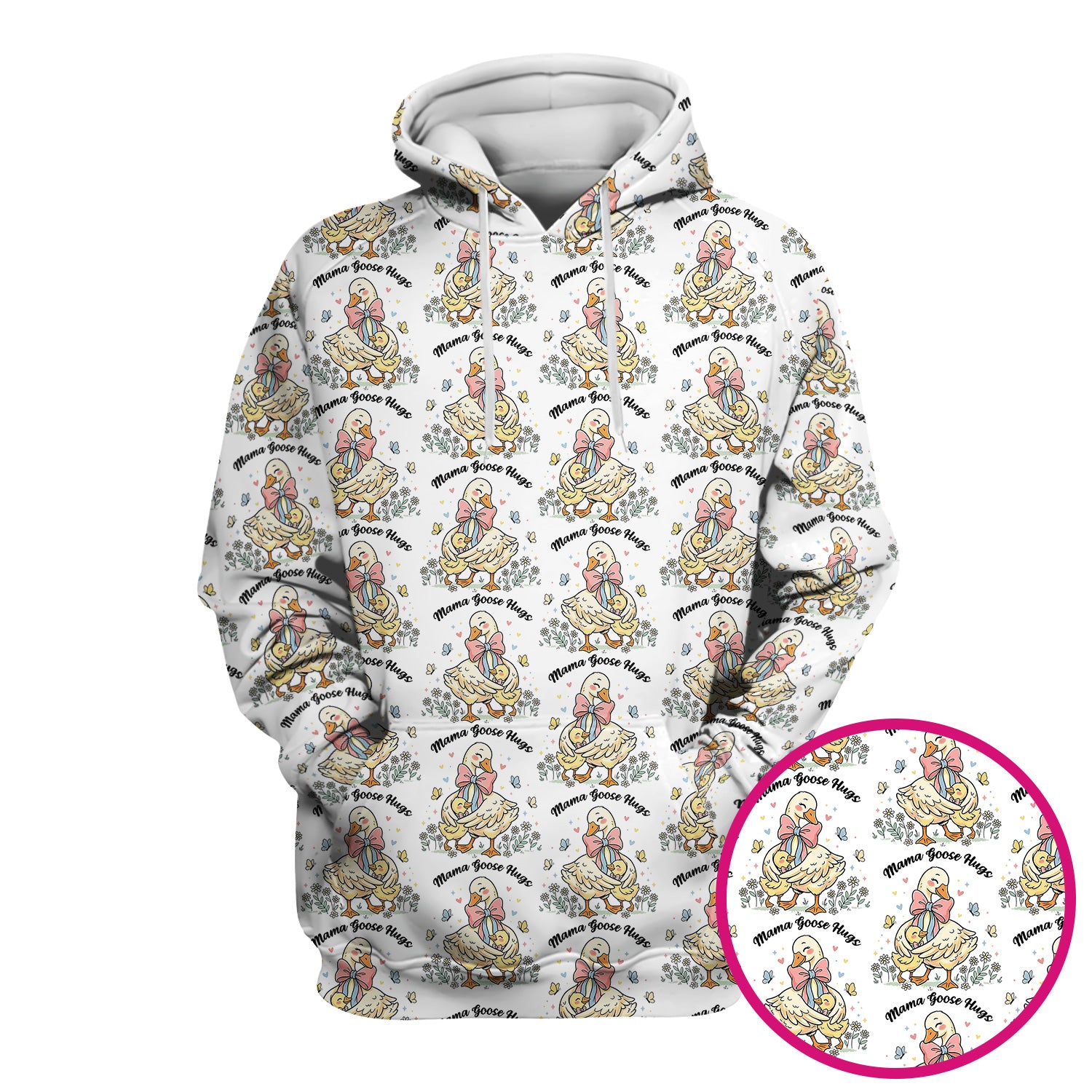 Cute Mama Goose Hug Pattern Scrub Top, Comfortable Scrubs For Nurses