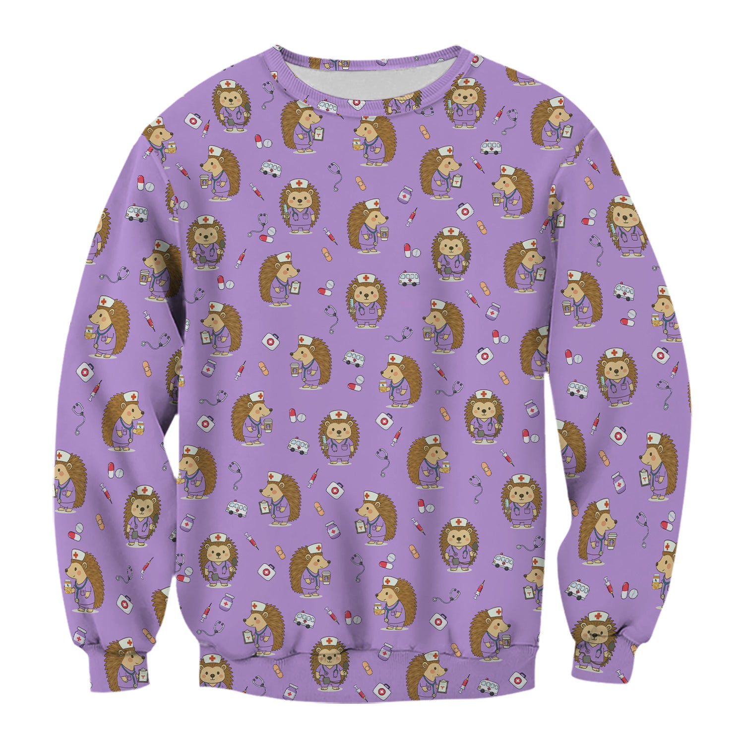 Cute Hedgehog Nurse Scrub Top - Funny Animal & Medical Design - Gift for Women RN LPN Pediatric Nurses