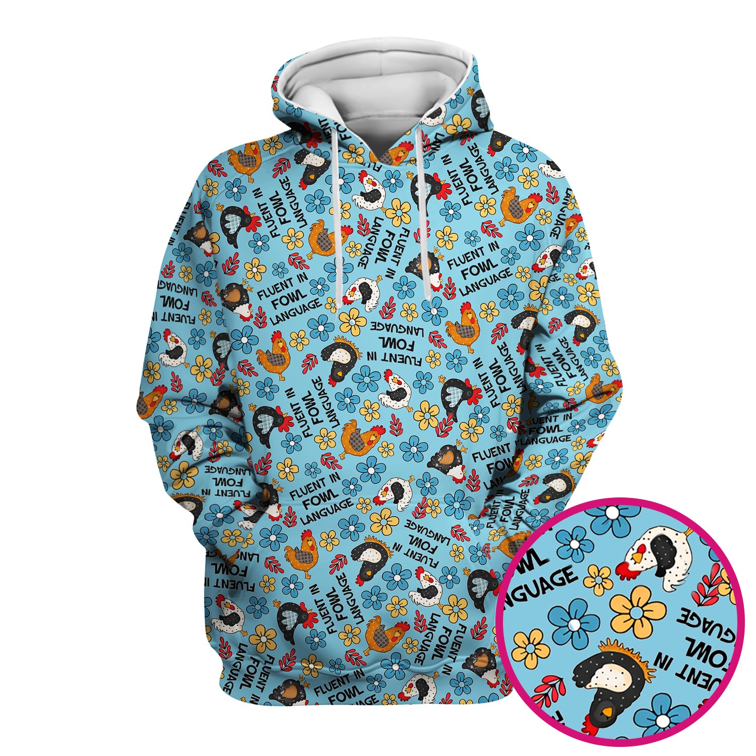 Funny Chicken Fluent in Fowl Language Pattern Scrub Top, Comfortable Scrubs for Nurses