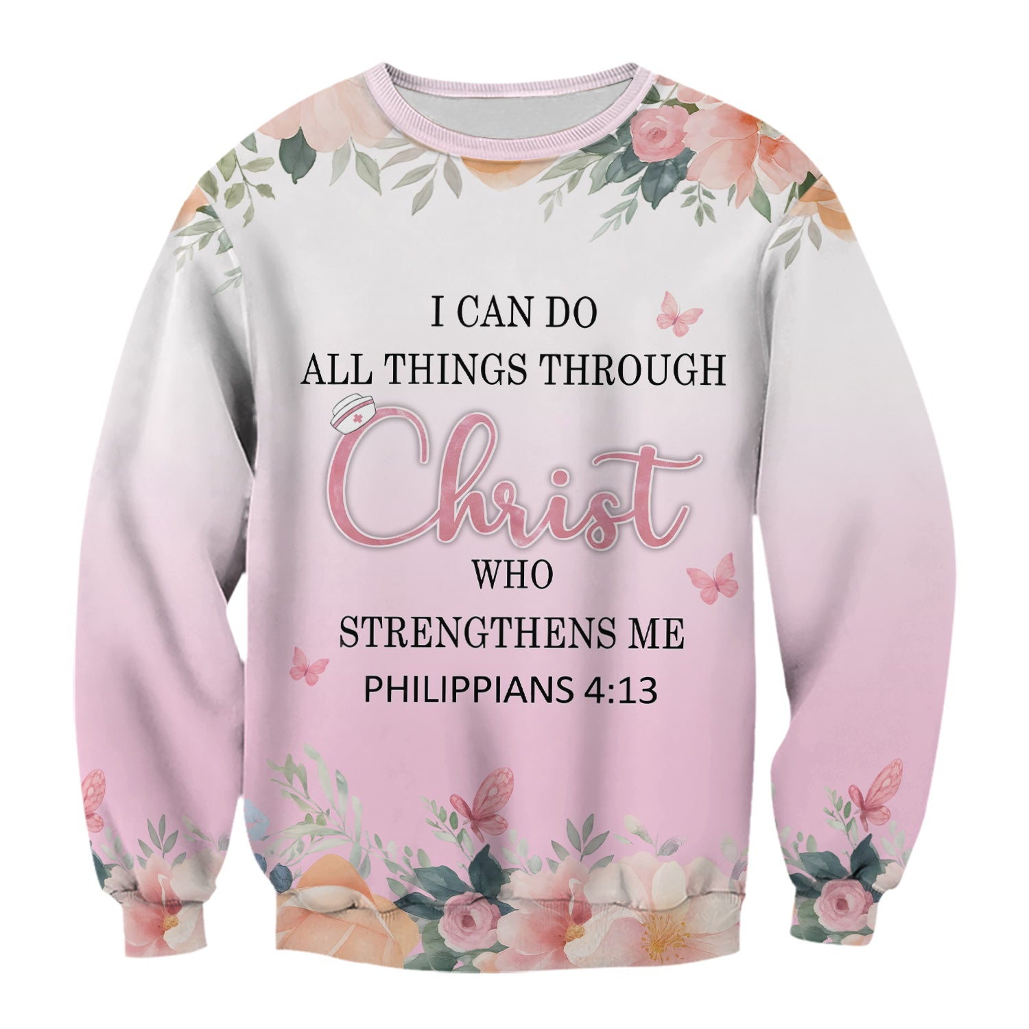 Christian Inspirational Floral Shirt - Inspirational Bible Verse Apparel - Gift for RN LPN CNA Healthcare Staff