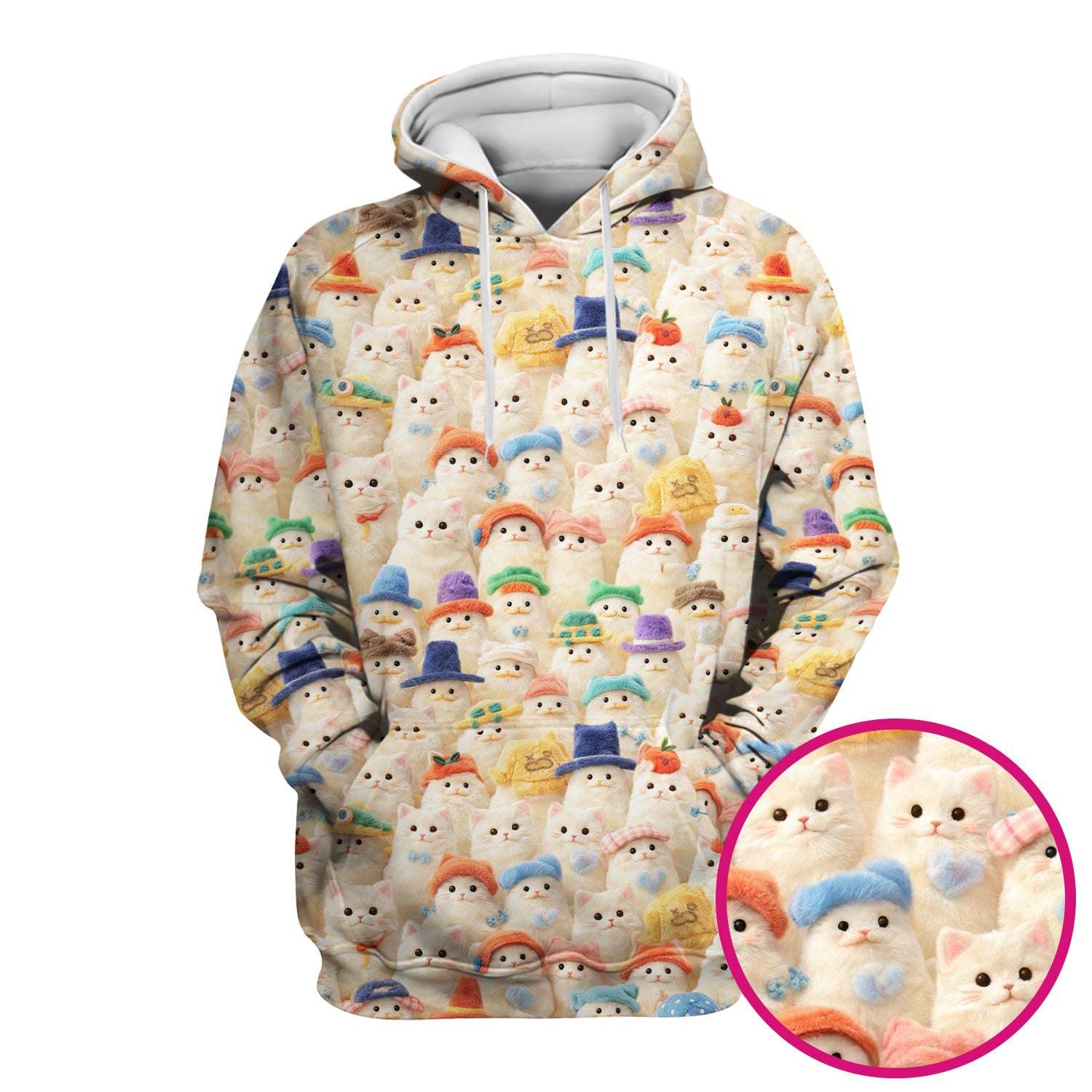 Adorable Cats Wearing Colorful Hats Pattern Scrubs Top, Comfortable Scrubs for Nurses