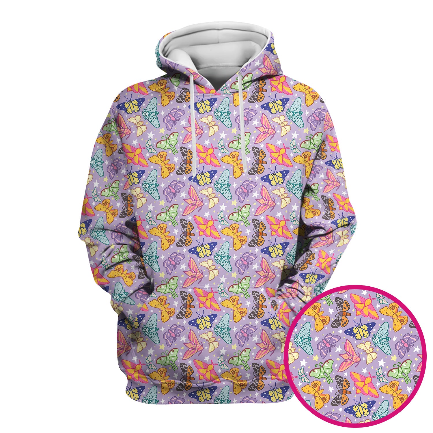Colorful Butterfly Moth Pattern Scrub Top, Comfortable Scrubs for Nurses