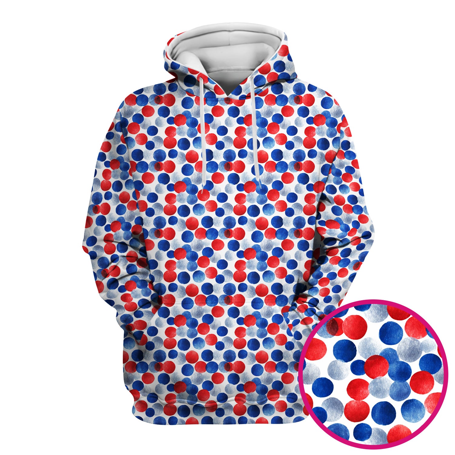 4th of July Patriotic Polka Dot Scrub Top, Red White Blue Nurse Uniform