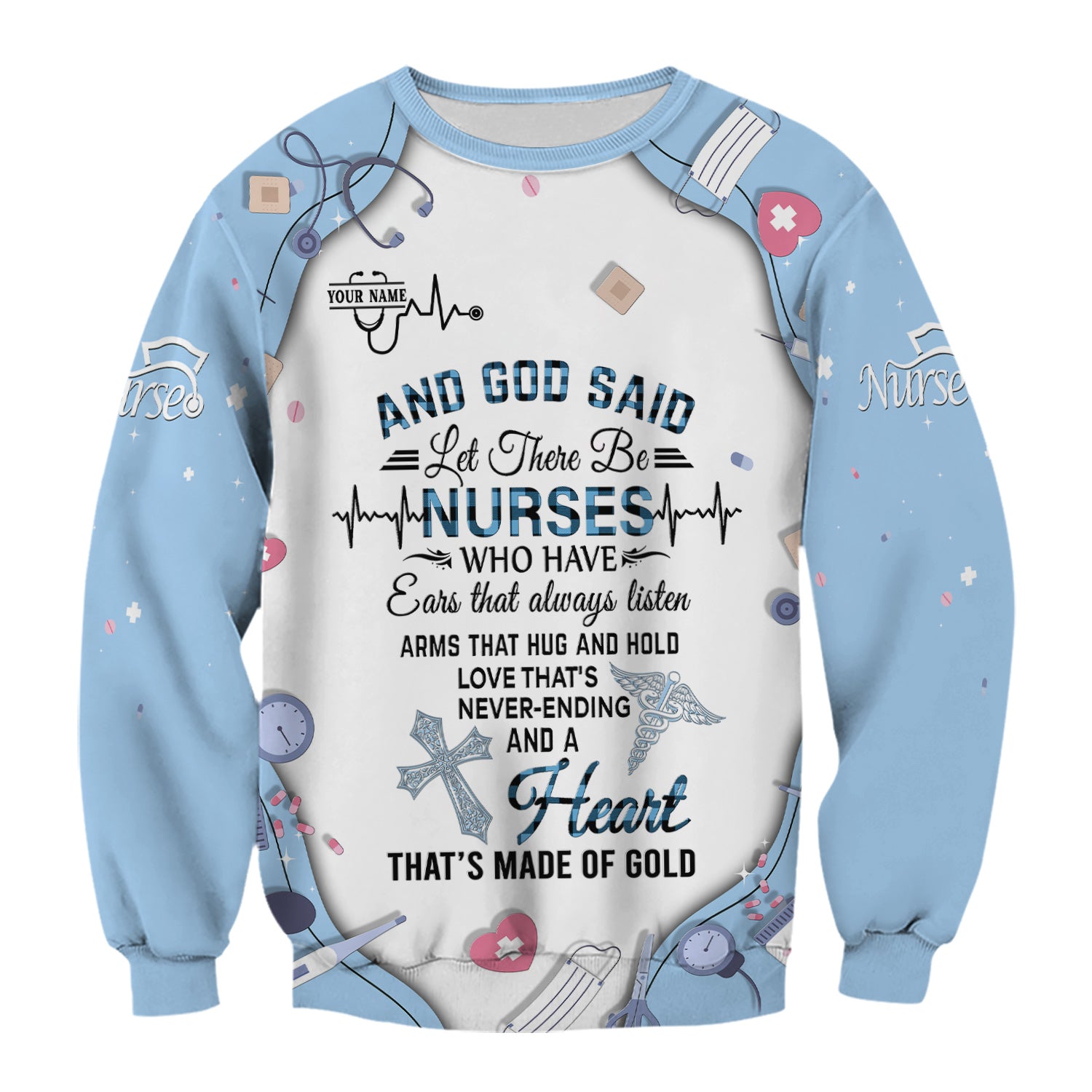 Personalized Nurse Shirt Christian Apparel - And God Said Let There Be Nurses Graphic Tee - Gift for RN LPN CNA