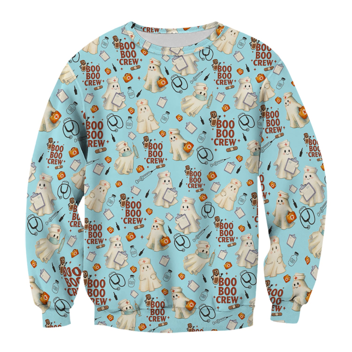 Halloween Nurse Scrub Top for Women - Cute Boo Boo Crew Medical Shirt - Gift for RN LPN CNA Healthcare Staff