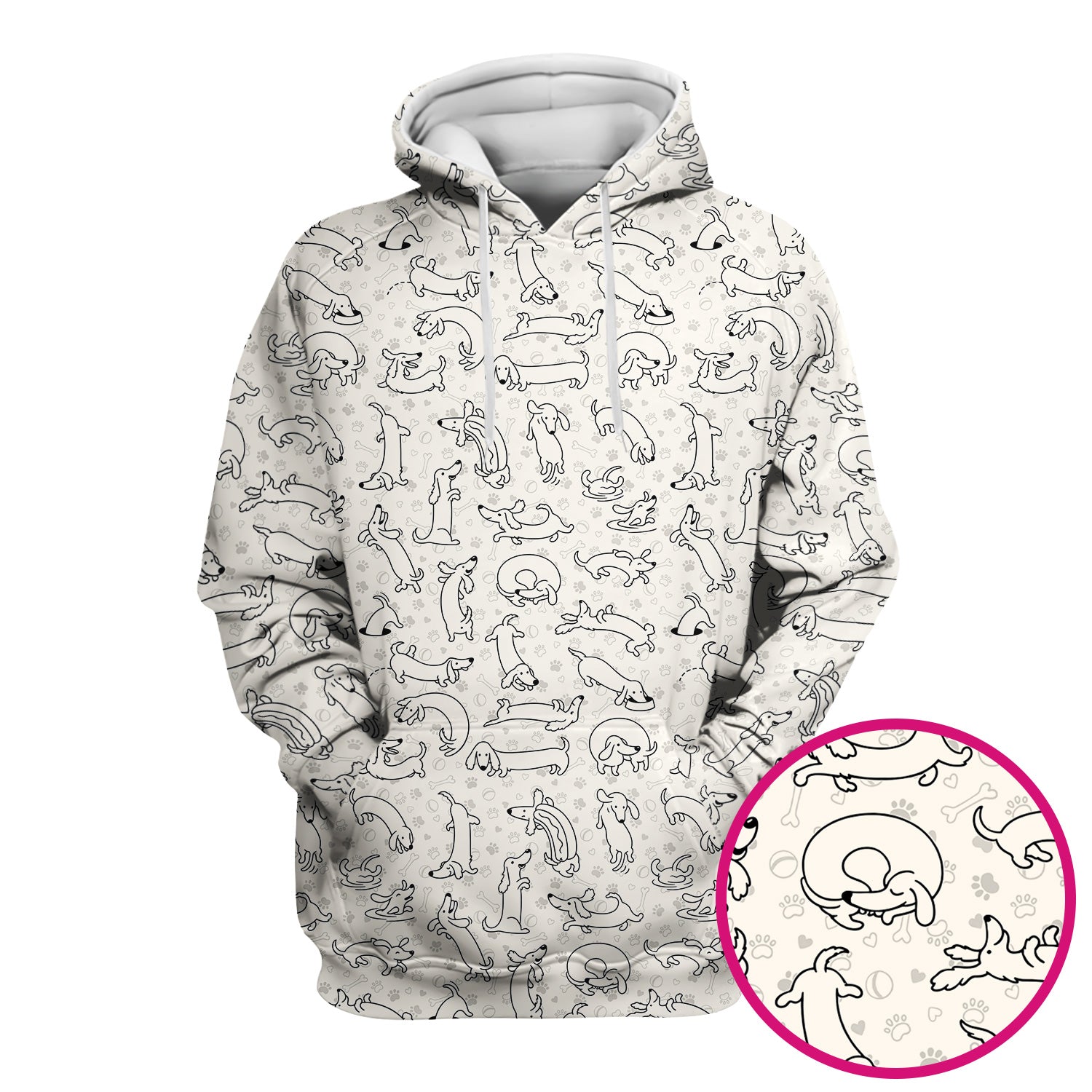 Playful Dachshund Dog Line Art Print Scrub Top, Comfortable Scrubs for Nurses