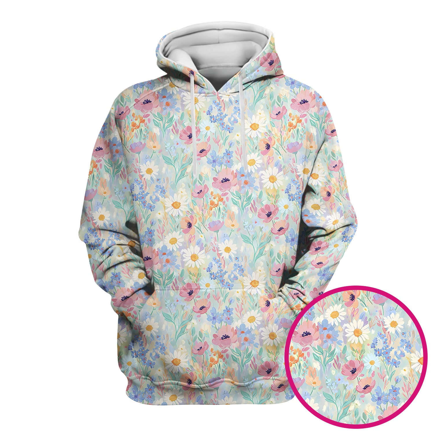Pastel Wildflower Meadow Floral Pattern Scrub Top, Breathable Fabrics Nursing Uniform