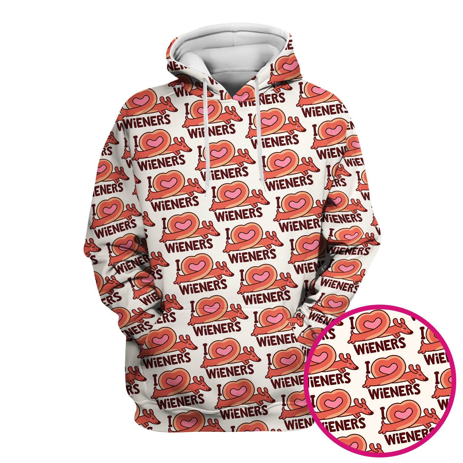 I Love Wieners Dachshund Heart Pattern Scrub Top, Comfortable Scrubs For Nurses