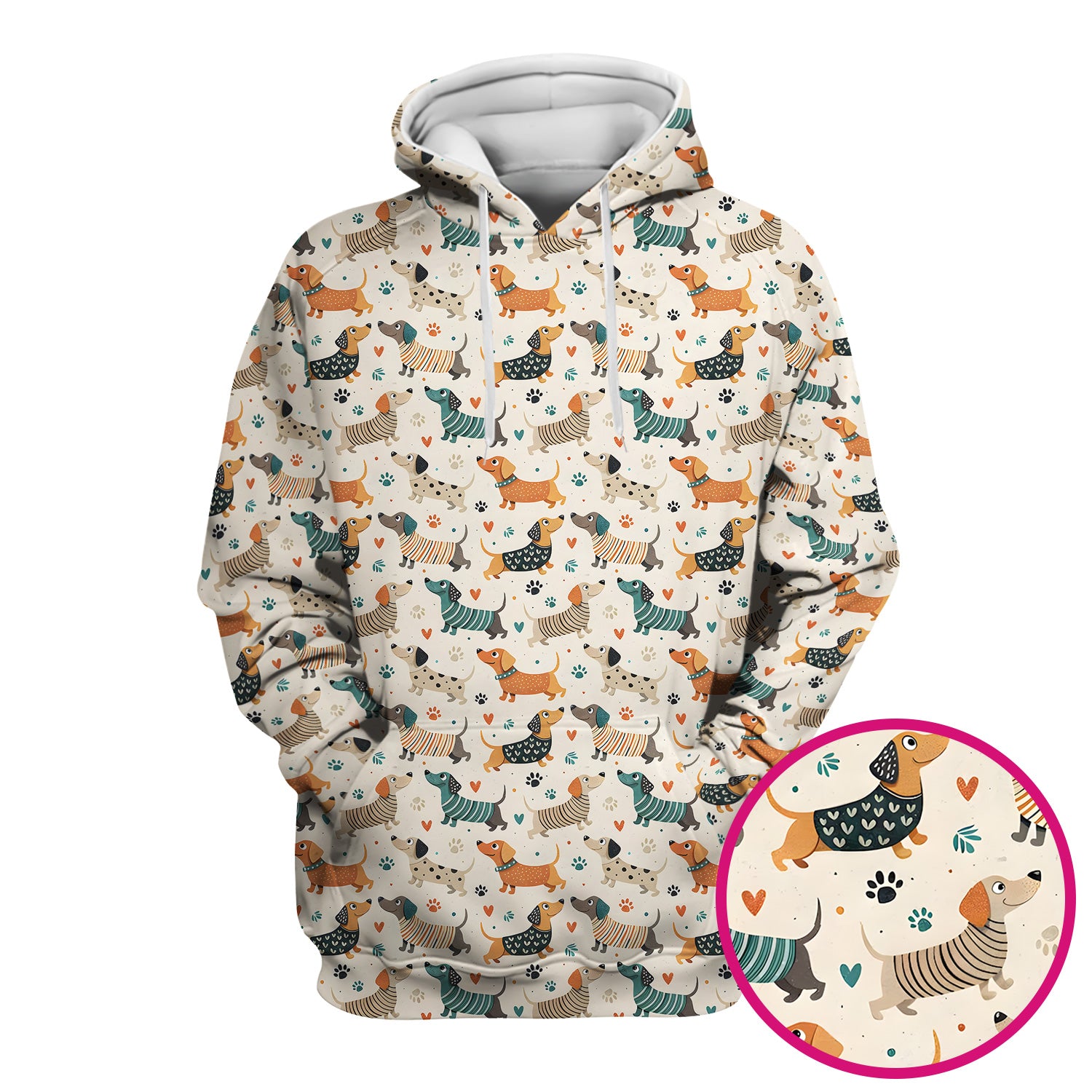 Fun Dachshund Dog Paw Heart Pattern Scrub Top, Comfortable Scrubs for Nurses