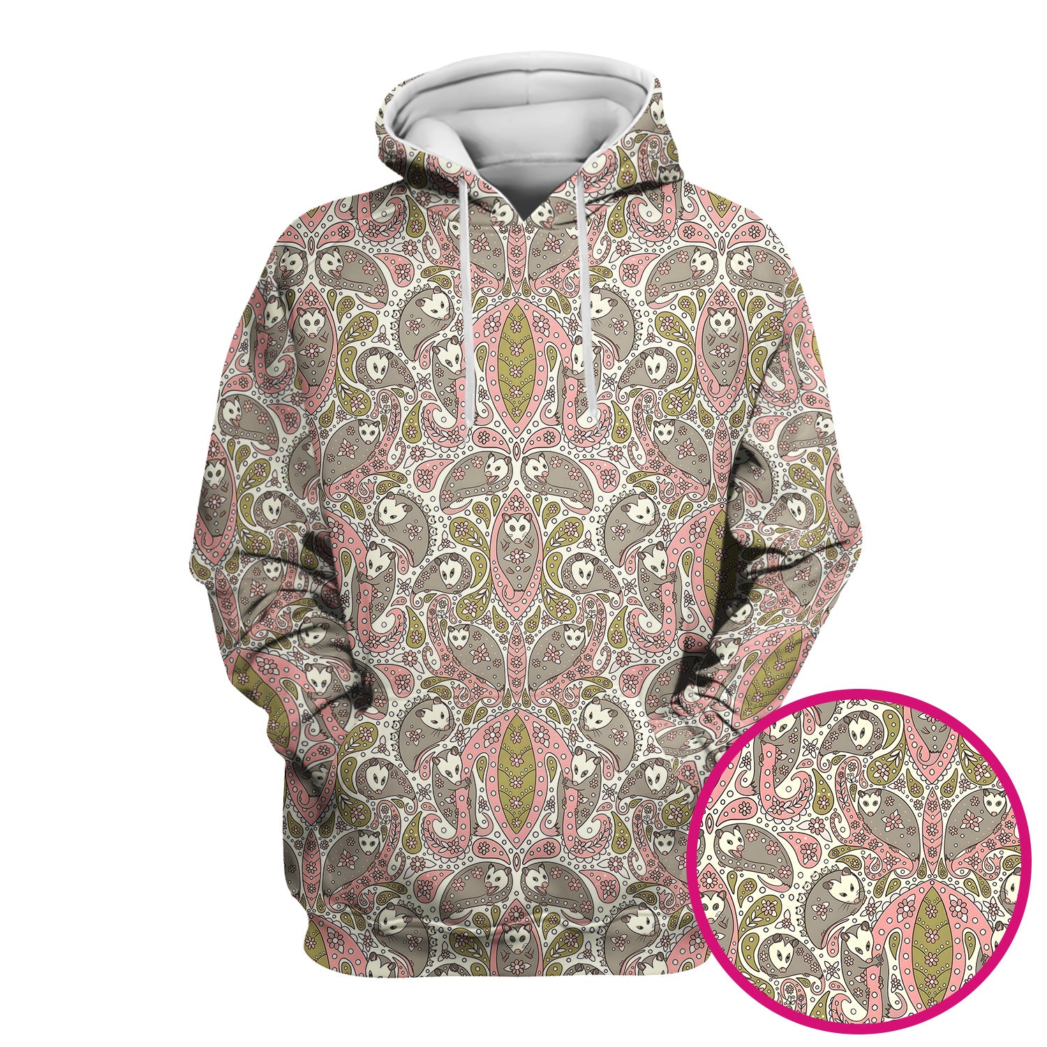 Opossum Paisley Pattern Scrub Top, Comfortable Scrubs for Nurses