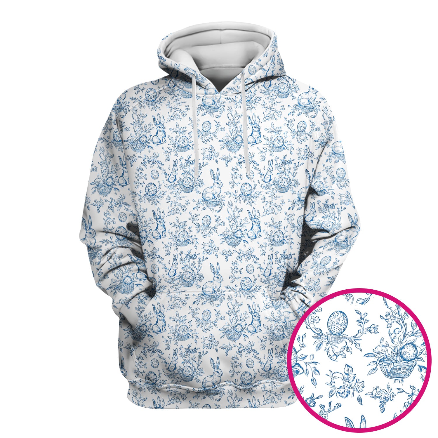 Easter Bunny Floral Egg Toile Pattern Design Print Scrub Top , Comfortable Scrubs for Nurses