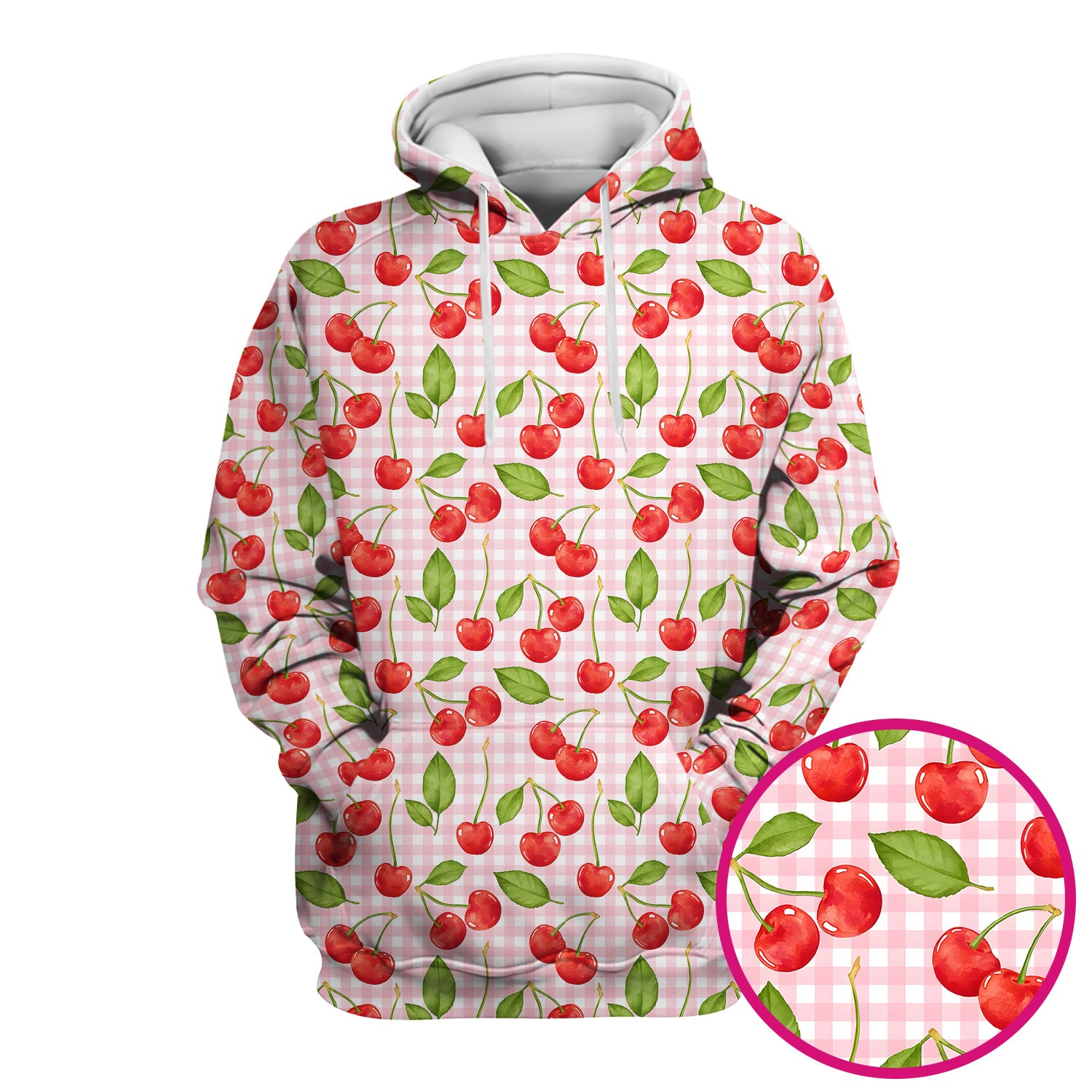 Sweet Red Cherry Gingham Pattern Scrub Top, Comfortable Scrubs for Nurses