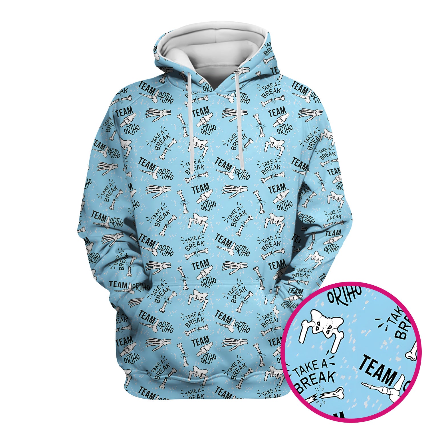Team Ortho Bone Joint Print Scrub Top, Breathable Fabrics Nursing Uniform