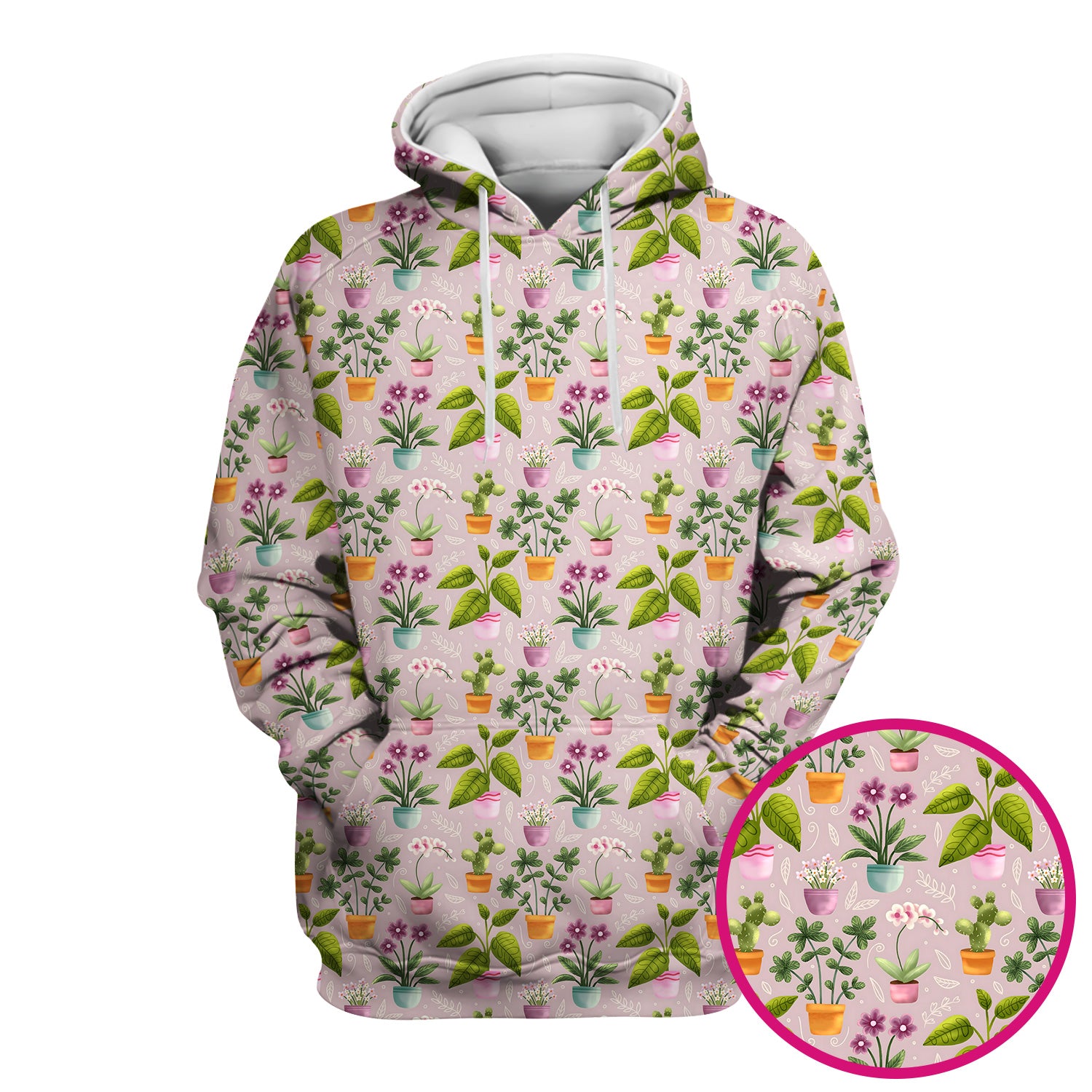 Potted Plant Orchid Cactus Pattern Scrub Top, Comfortable Scrubs for Nurses