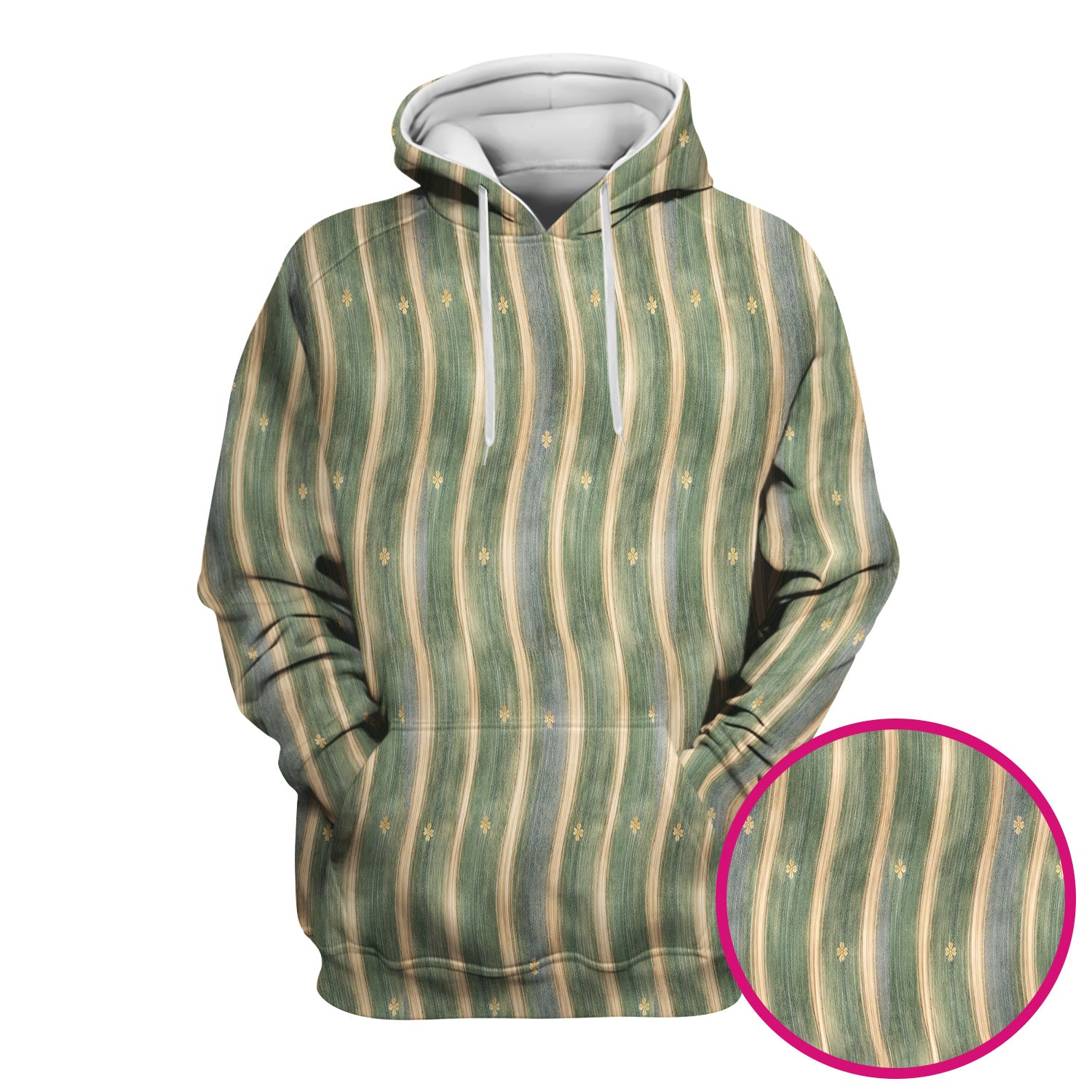 Charming Nurse Green Vertical Stripe Small Floral Pattern Scrub Top, Comfortable Scrubs for Nurses