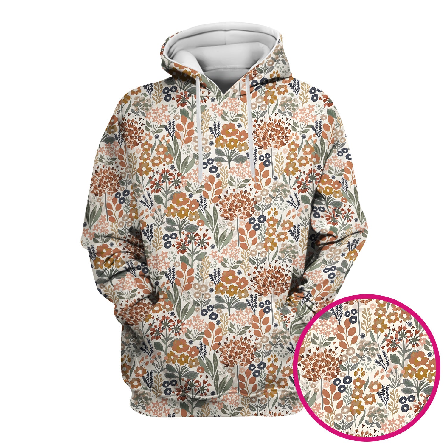Vintage Botanical Floral Pattern Scrub Top, Breathable Fabrics Nursing Uniform