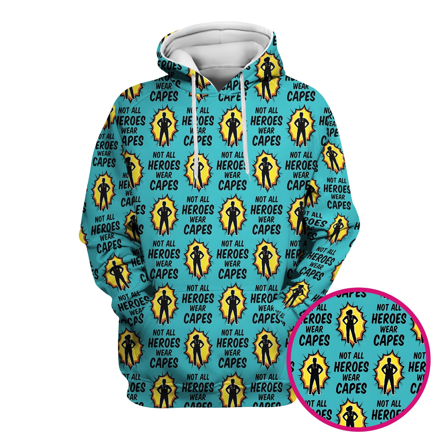 Not All Heroes Wear Capes Nurse Pattern Scrub Top, Comfortable Scrubs for Nurses