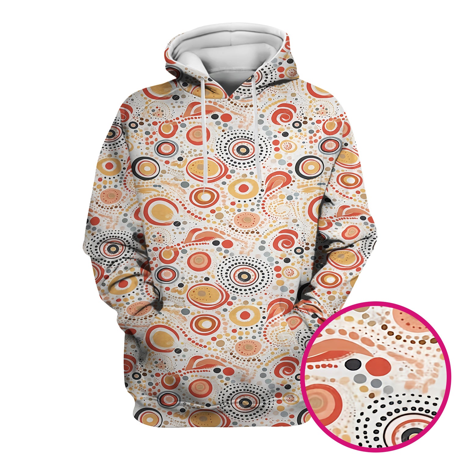 Abstract Earth Tone Dot Circle Pattern Scrub Top, Breathable Fabrics Nursing Uniform
