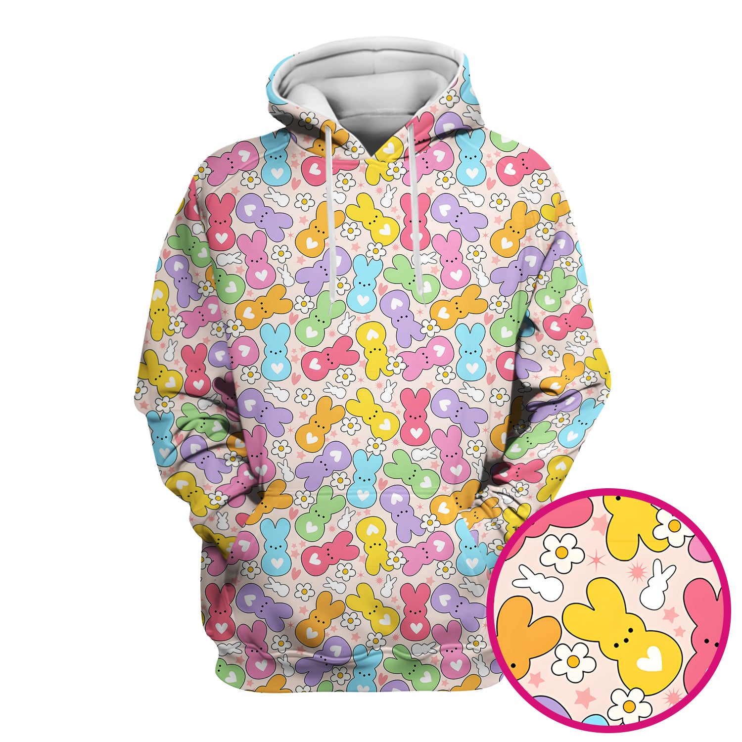 Sweet Pastel Bunny Daisy Pattern Scrub Top, Comfortable Scrubs for Nurses, Easter