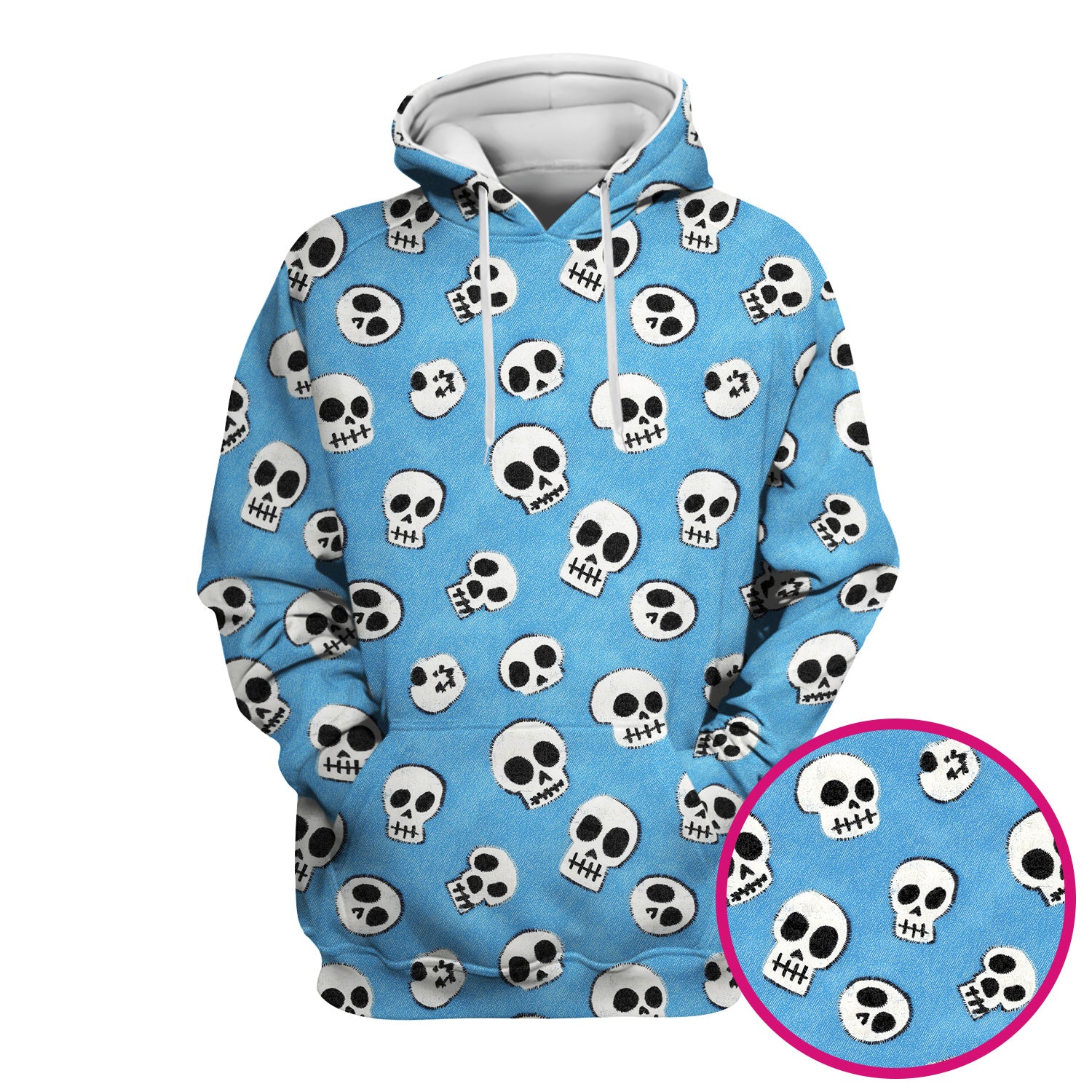 Blue Skull Halloween Pattern Scrub Top, Comfortable Scrubs for Nurses