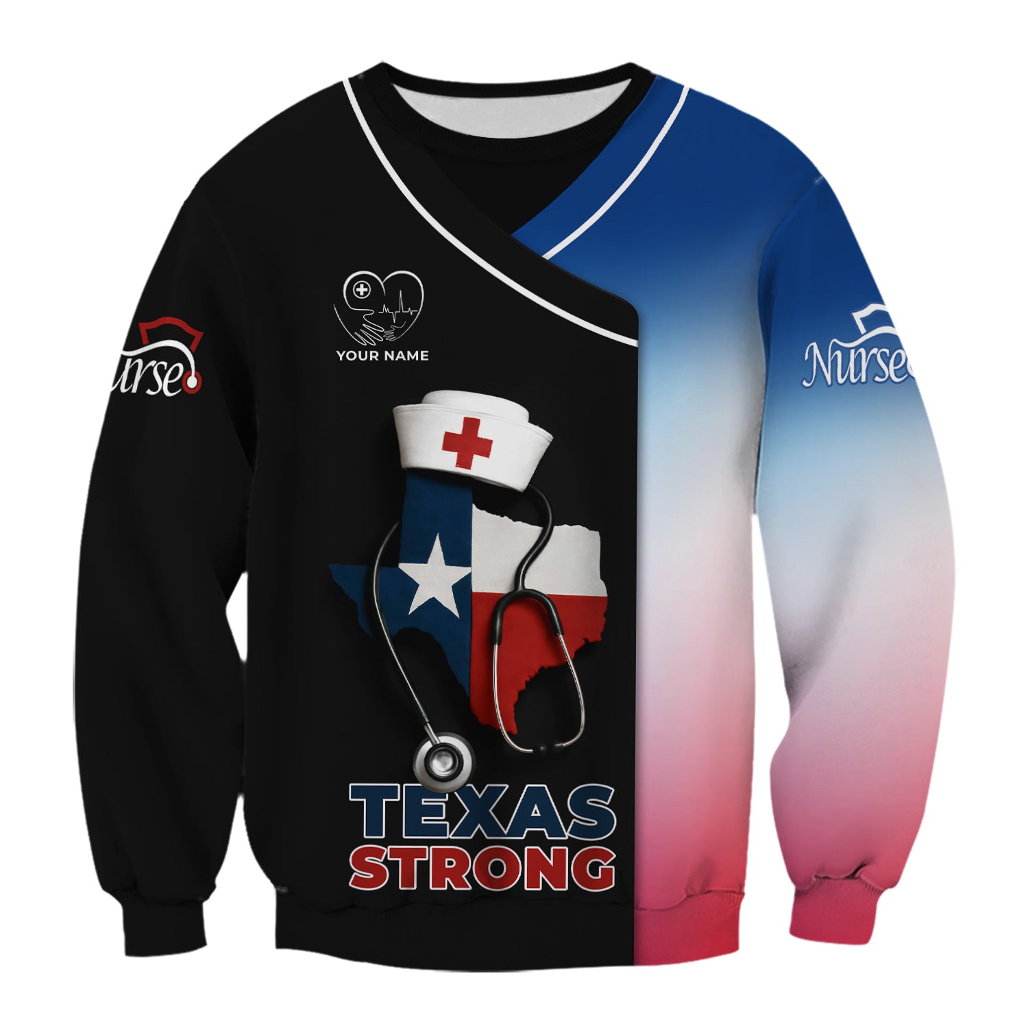 Personalized Texas Strong Scrubs - Stethoscope & Texas Flag Design - Ideal for RN, CNA, LPN, Healthcare Workers